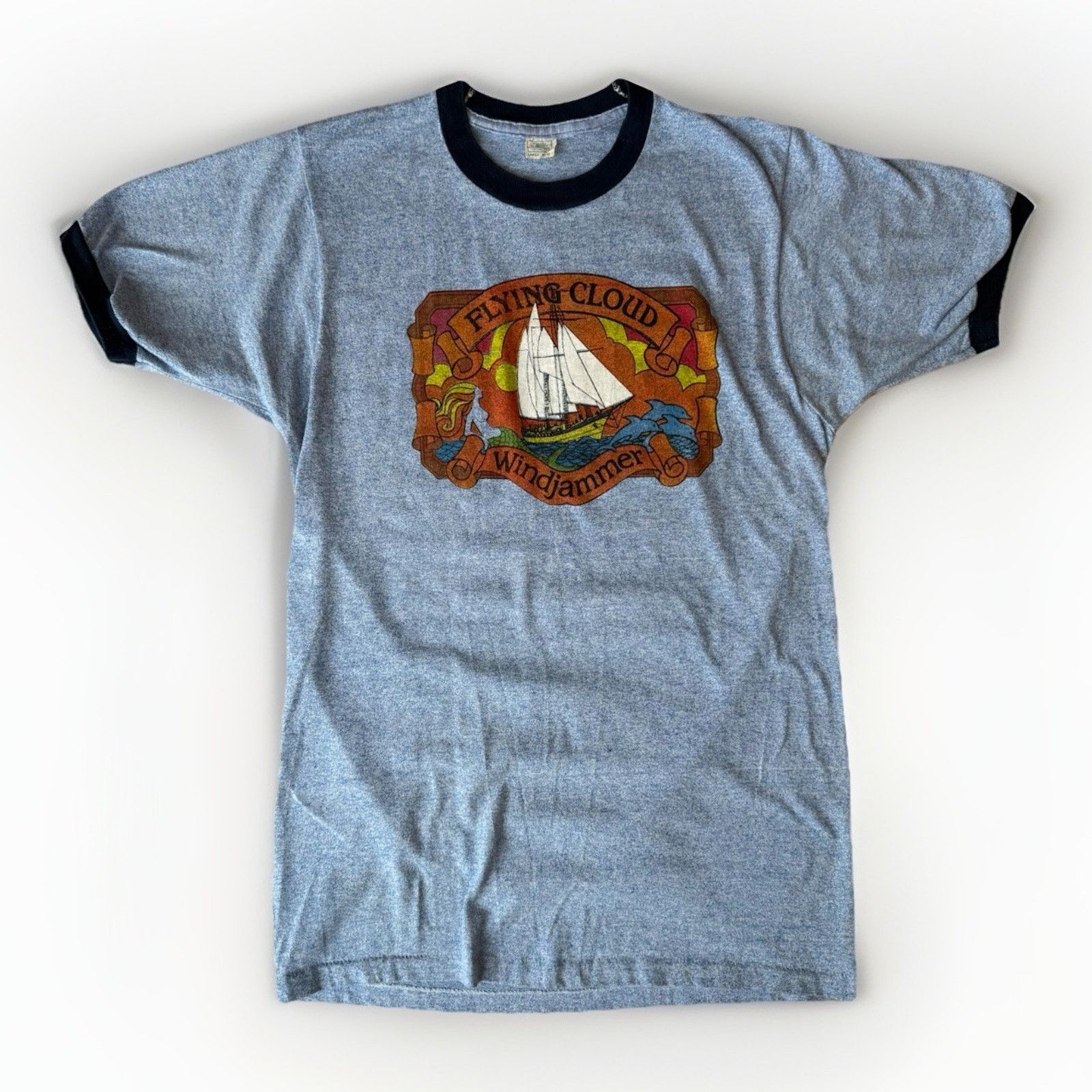 Vintage Vintage Flying Cloud Windjammer Shirt L Blue 80s Ringer Size US L / EU 52-54 / 3 - 1 Thumbnail