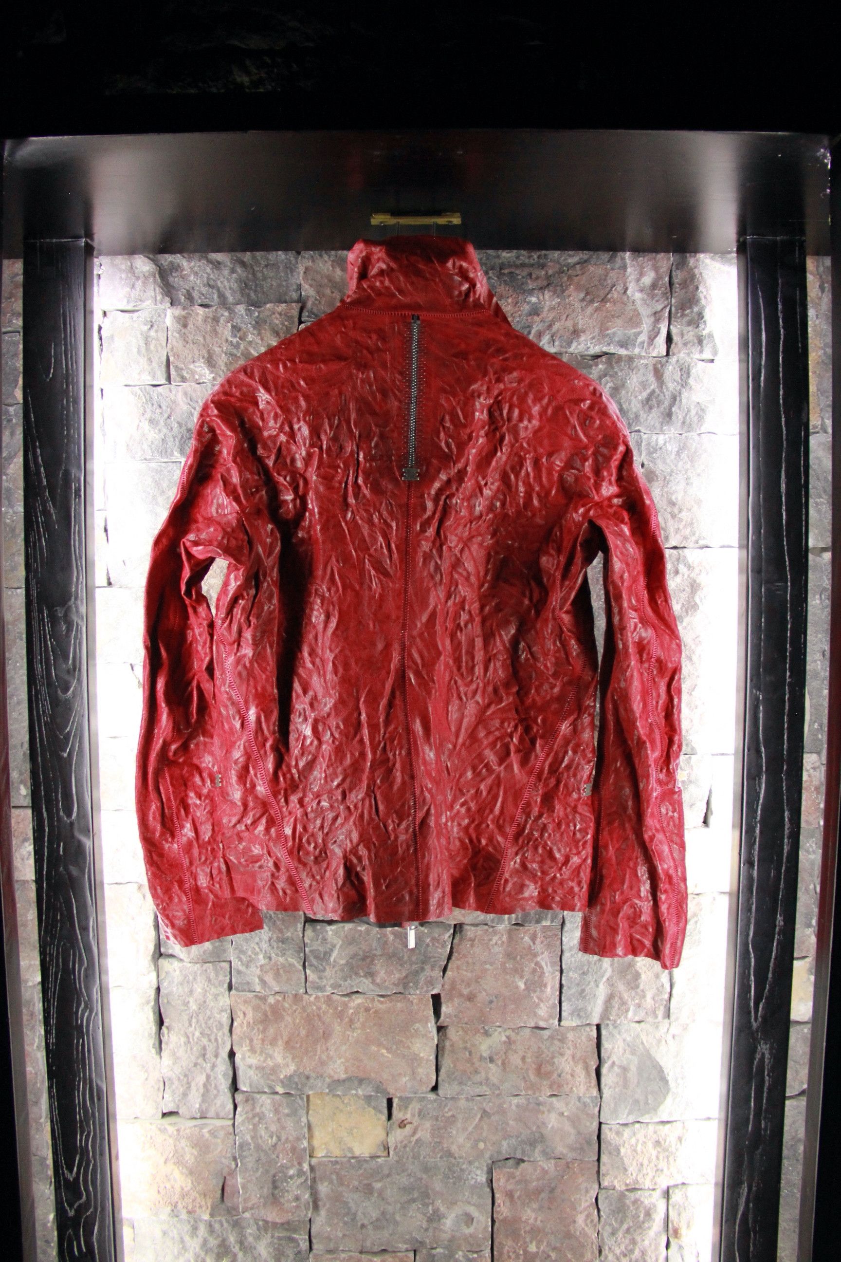 Isaac Sellam Experience Rick Owens Burgundy Half-Spine Leather Jacket Size US XL / EU 56 / 4 - 7 Thumbnail
