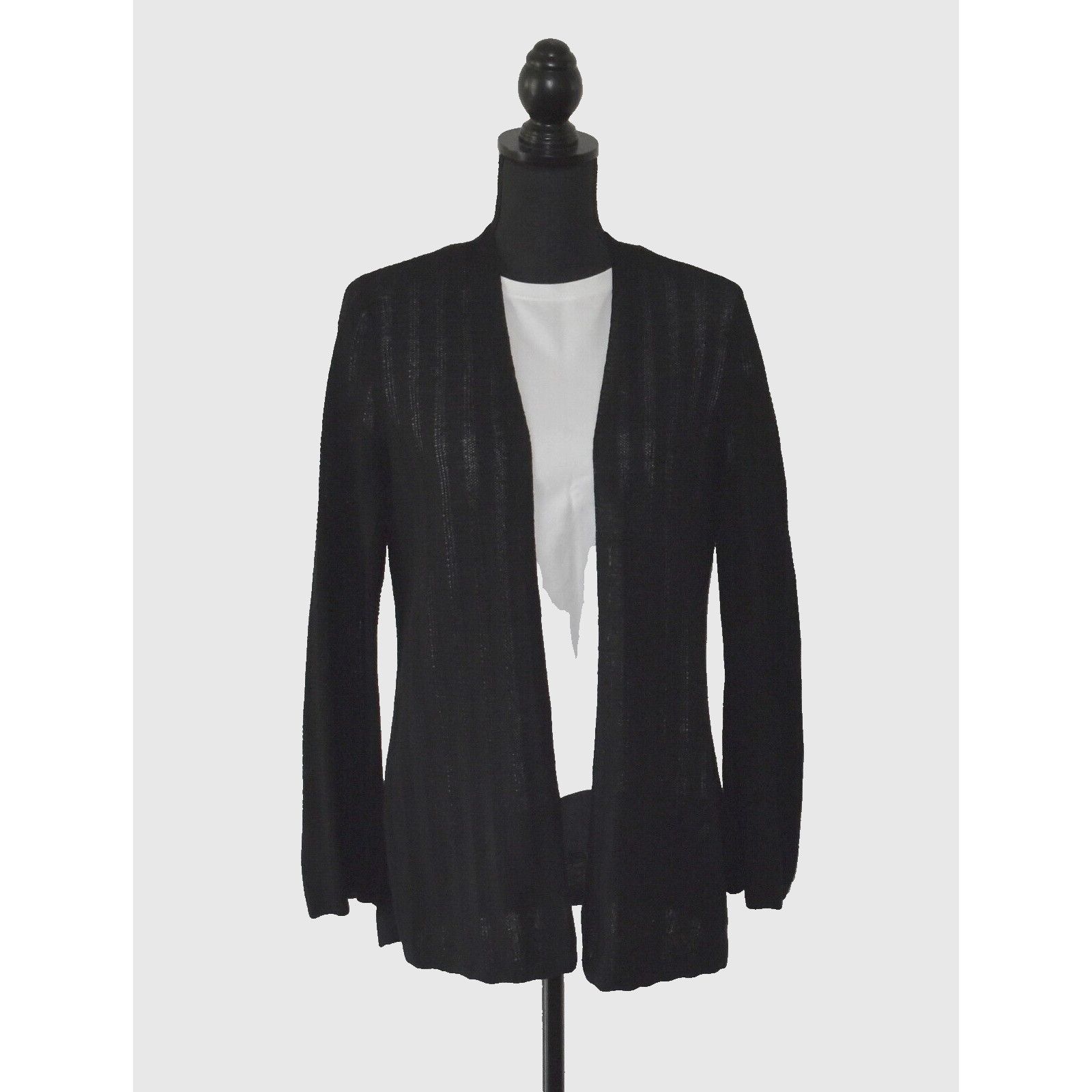 Eileen Fisher NEW EILEEN FISHER Black Organic Linen Silk Cardigan Size PS Size S / US 4 / IT 40 - 1 Thumbnail