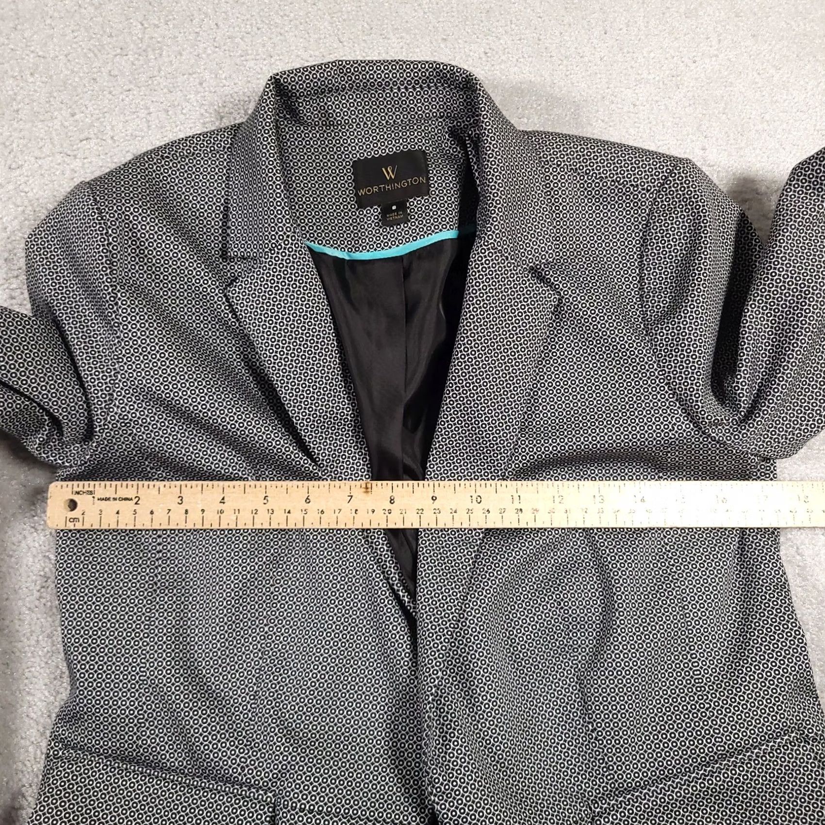 Worthington Worthington Blazer Coat Women's size 8 Geometric Open Front Business Long Sleeve Blazer Coat Women 8 Multicolor Geometric 90s Classic Jacket Size M / US 6-8 / IT 42-44 - 6 Thumbnail