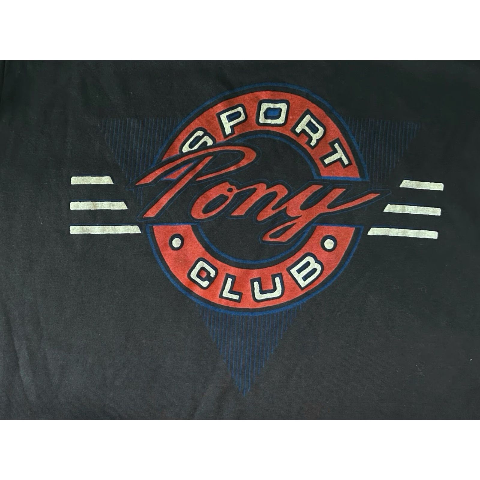 PONY VINTAGE PONY T-SHIRT Mens Black 90s Crew Neck NOS NWT Single Stitch White Graphic 19" Across 29" Long Size US M / EU 48-50 / 2 - 6 Thumbnail