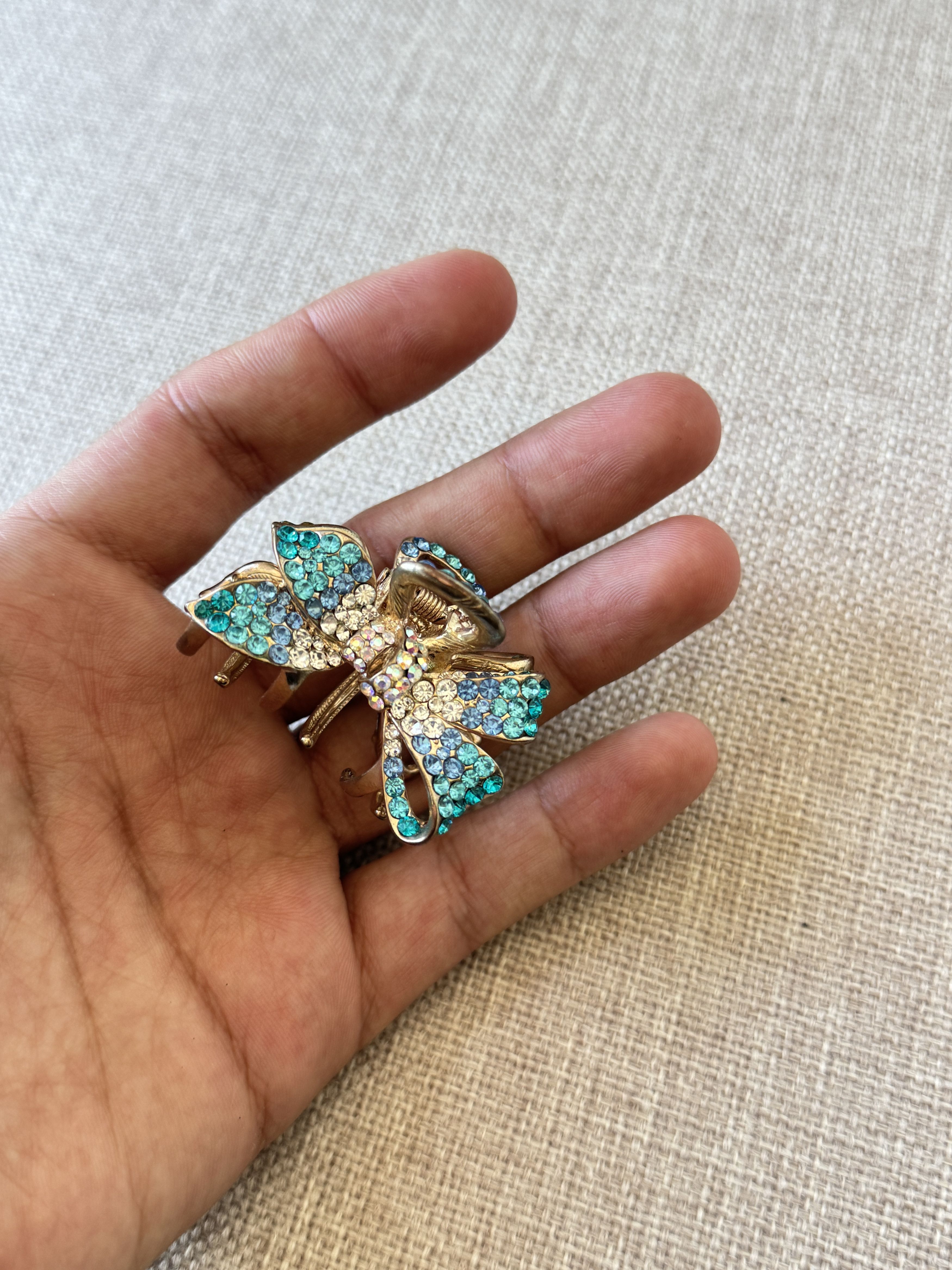 Other Blue Rhinestone Bow Hair Claw Clip Size ONE SIZE - 4 Thumbnail