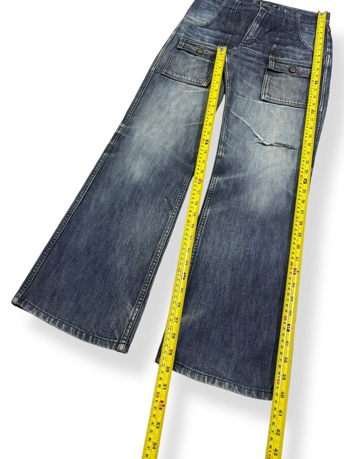 1017 ALYX 9SM Vintage Japanese Brand Faded Whiskers Bush Pants Denim Size US 29 - 14 Thumbnail
