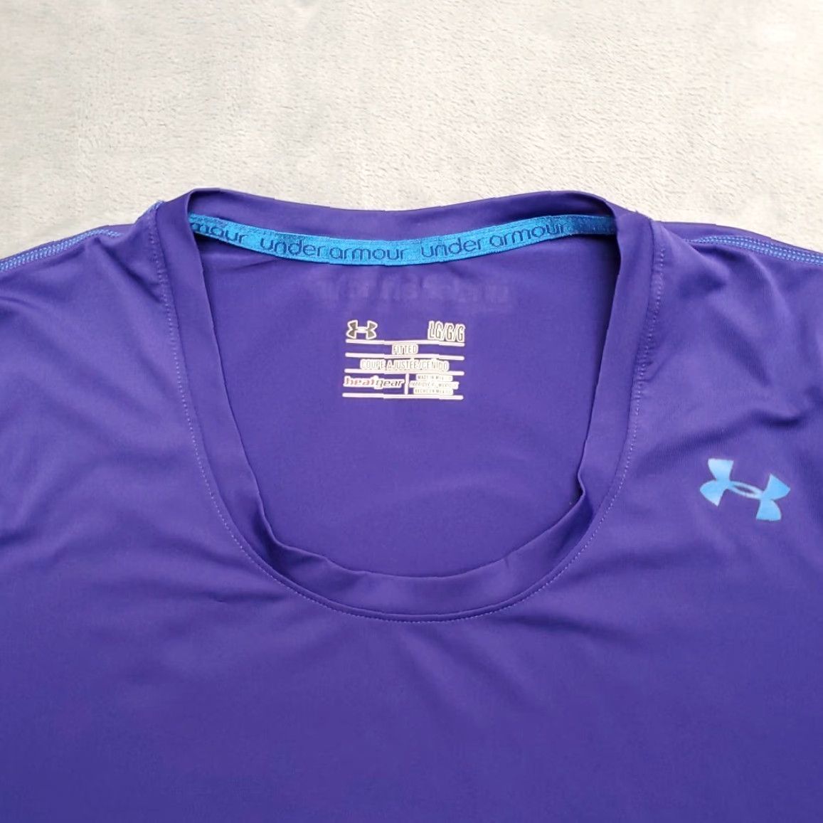 Under Armour Under Armour shirt Womens L Purple Fitted Short Sleeve Performance Pullover Size L / US 10 / IT 46 - 2 Thumbnail