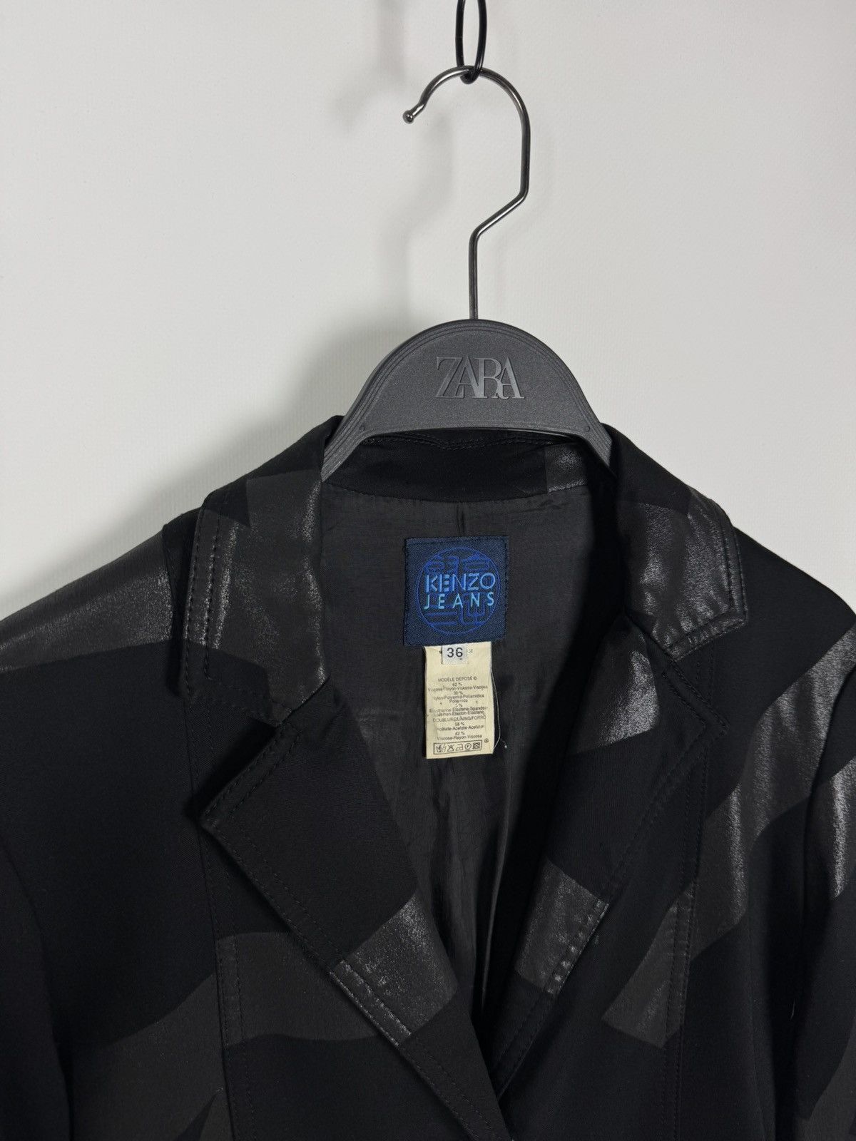 Kenzo Y2K Vintage Kenzo Jeans Abstract Black Women’s Blazer Jacket Size XS / US 0-2 / IT 36-38 - 4 Thumbnail