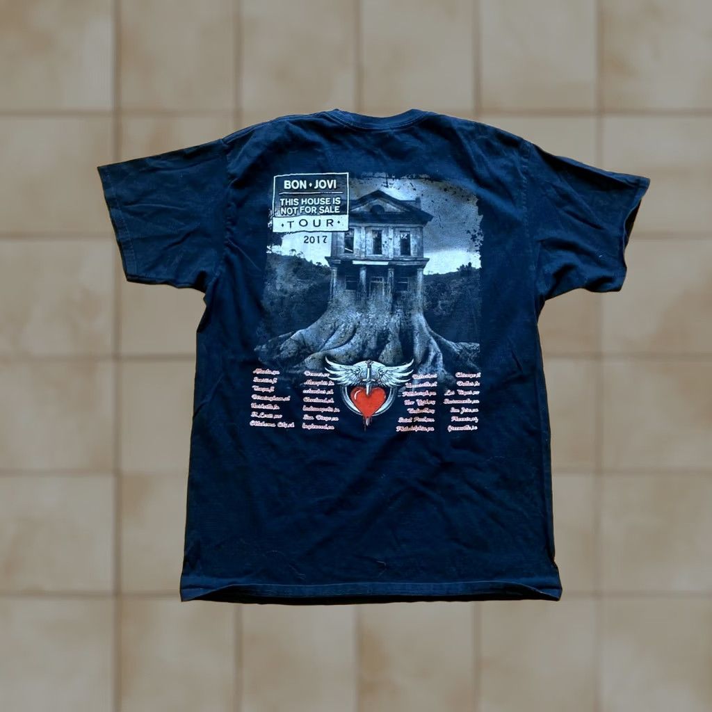 Vintage Bon Jovi US Tour 2017 T Shirt XL Adult This House is not For Sale Black Tour Shirt Mens XL Size US XL / EU 56 / 4 - 1 Thumbnail