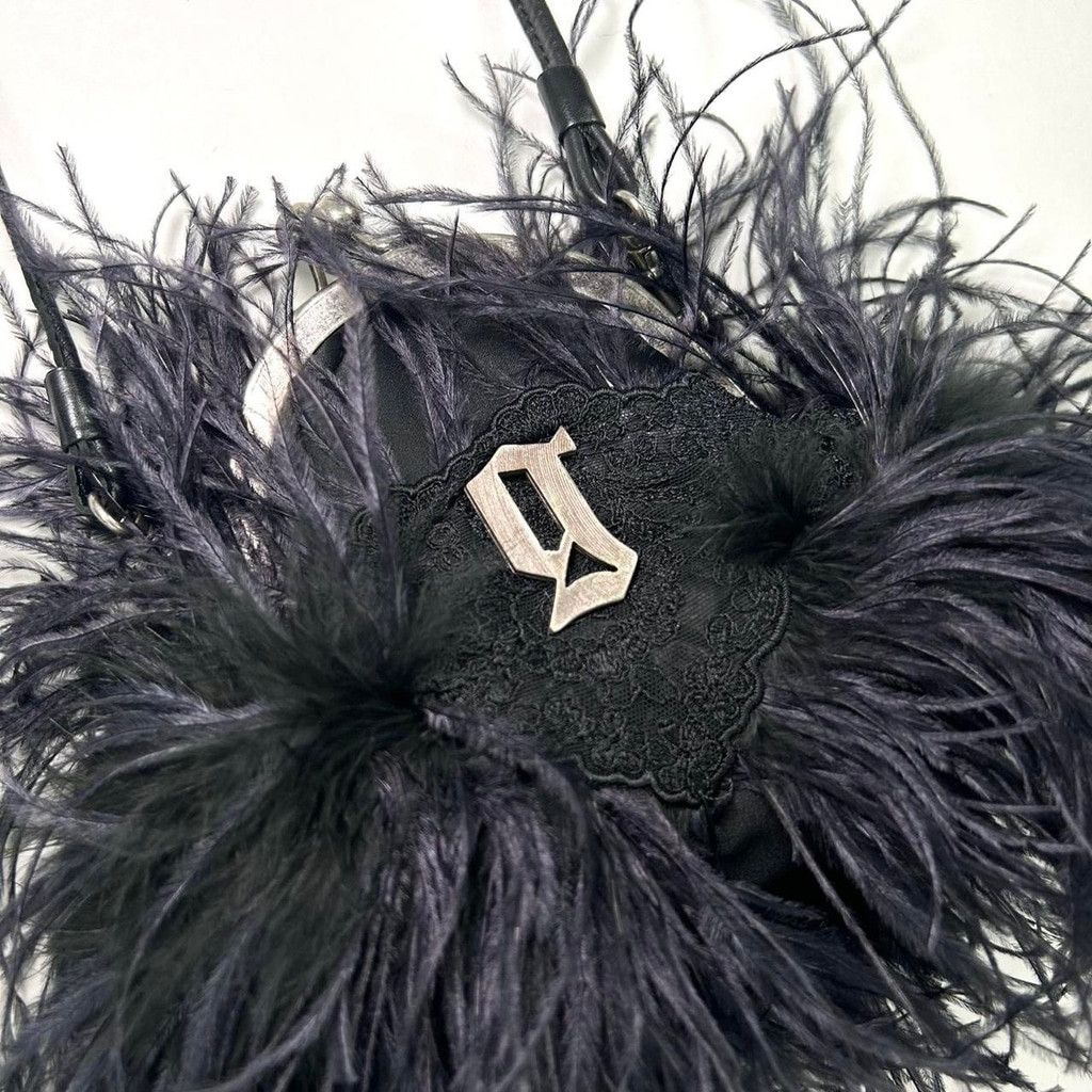 John Galliano 2008 Galliano black genuine ostrich feather handbag Size ONE SIZE - 7 Thumbnail