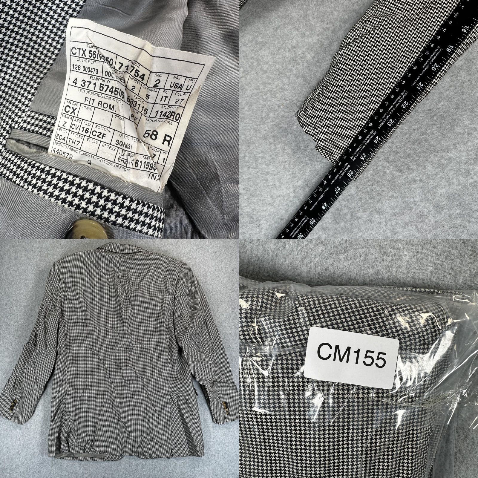 Ermenegildo Zegna Ermenegildo Zegna Sport Coat Jacket Mens 48 Wool Houndstooth Gray Italy Three-Button Notch Lapel Business Formal Fall Winter Size US M / EU 48-50 / 2 - 9 Thumbnail