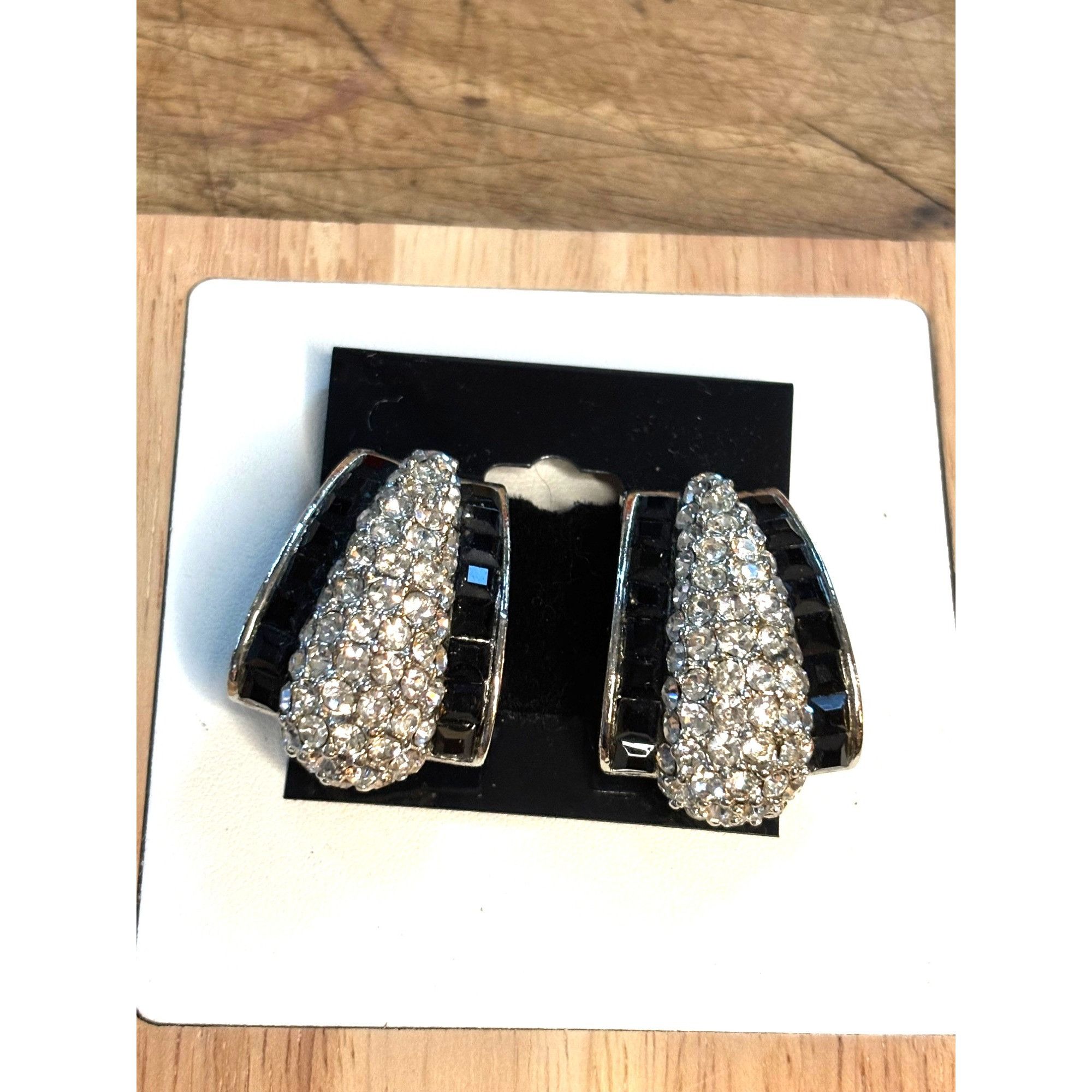 Other Vintage Crystal & Black Stone Earrings Size ONE SIZE - 3 Thumbnail
