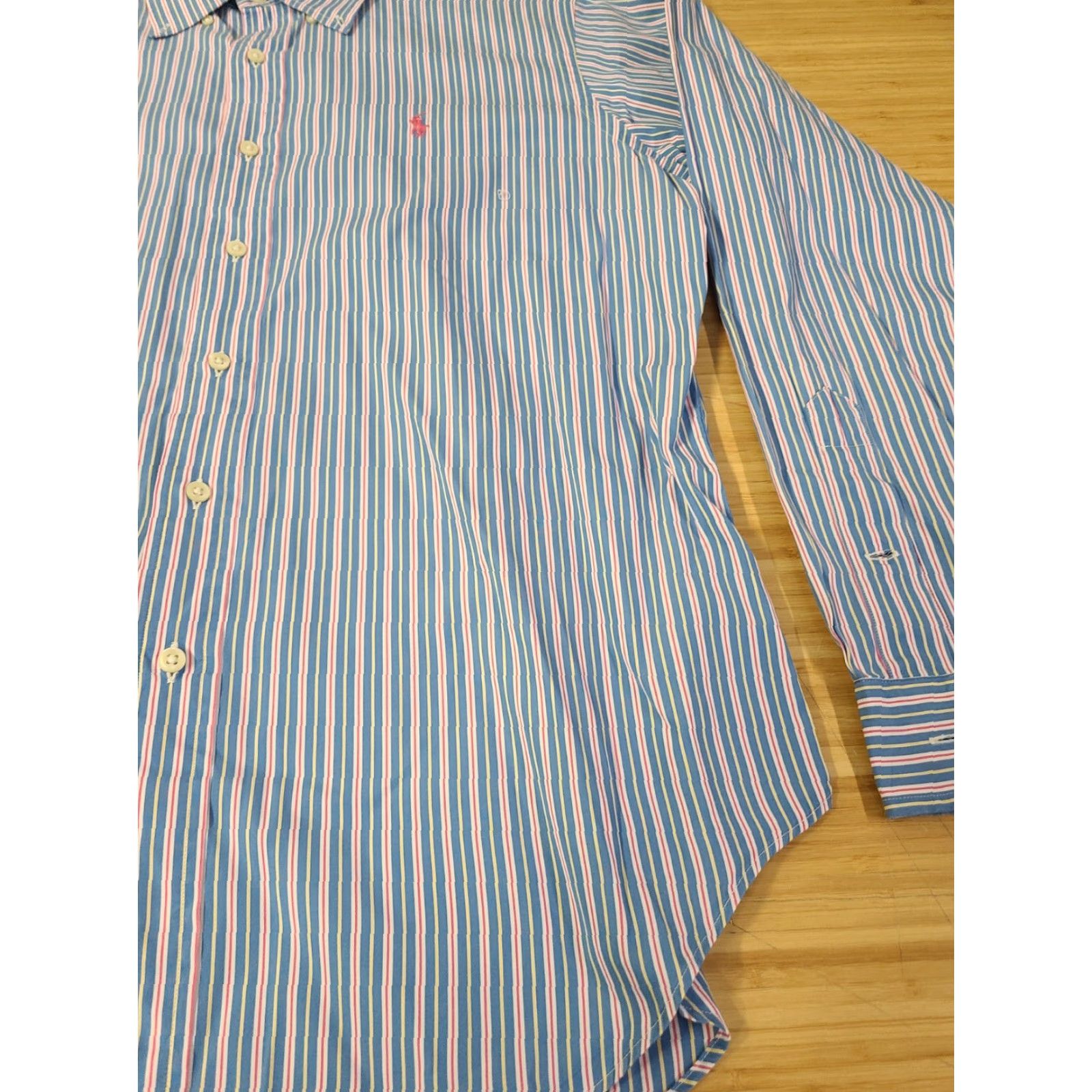 Polo Ralph Lauren Polo Ralph Lauren Shirt Mens Large Blue Pink Striped Long Sleeve Button-Up Classic Fit Regular Size Size US L / EU 52-54 / 3 - 2 Thumbnail