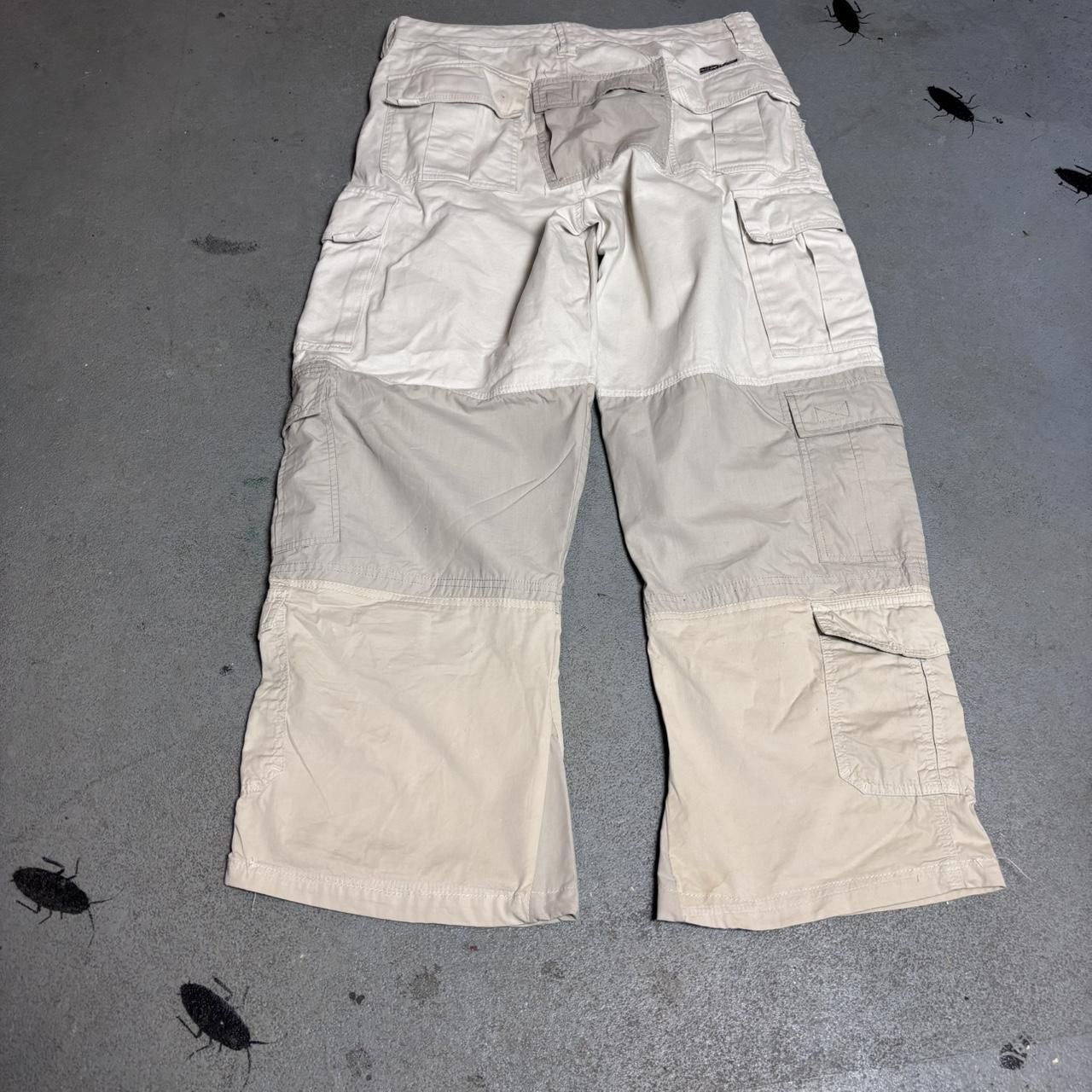 Japanese Brand × Vintage Upcycled Tan and cream cargo trousers with a relaxed fit Size US 34 / EU 50 - 6 Thumbnail