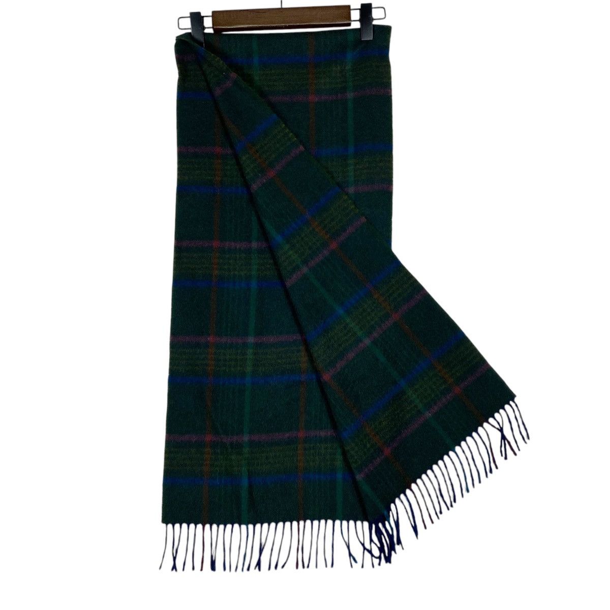 Johnstons Of Elgin Vintage Johnston Of Elgin Green Checked Scarf Muffler Size ONE SIZE - 9 Thumbnail