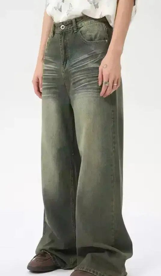 Japanese Brand Retro nostalgic style washed straight mop distressed jeans Size US 32 / EU 48 - 1 Thumbnail