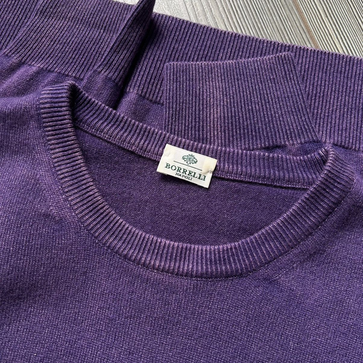 Luigi Borrelli Borrelli Napoli 100% Cashmere Purple Garment Dyed Sweater Size US XL / EU 56 / 4 - 16 Thumbnail
