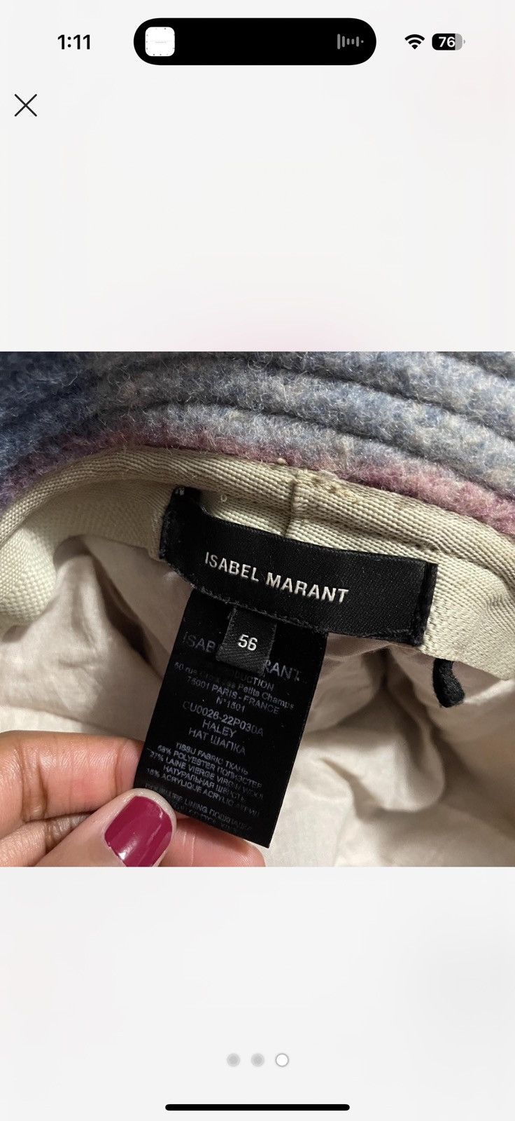 Isabel Marant Isabel Marant Haley Checked Wool Blend Bucket Hat Size ONE SIZE - 3 Thumbnail
