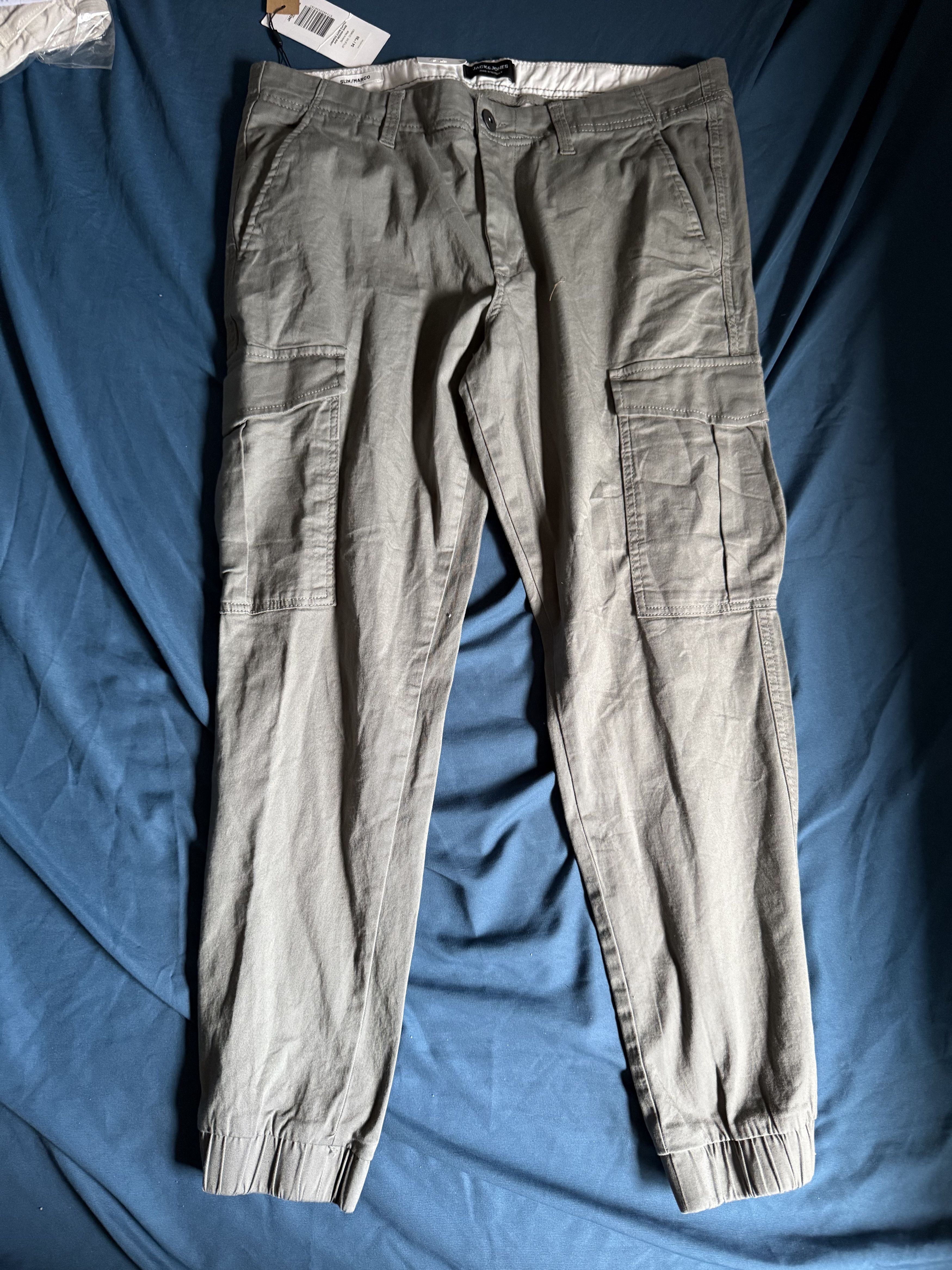 Jack & Jones JACK & JONES Slim Marco Green Cargo Pants Joggers Mens 34x30 Size US 34 / EU 50 - 2 Thumbnail