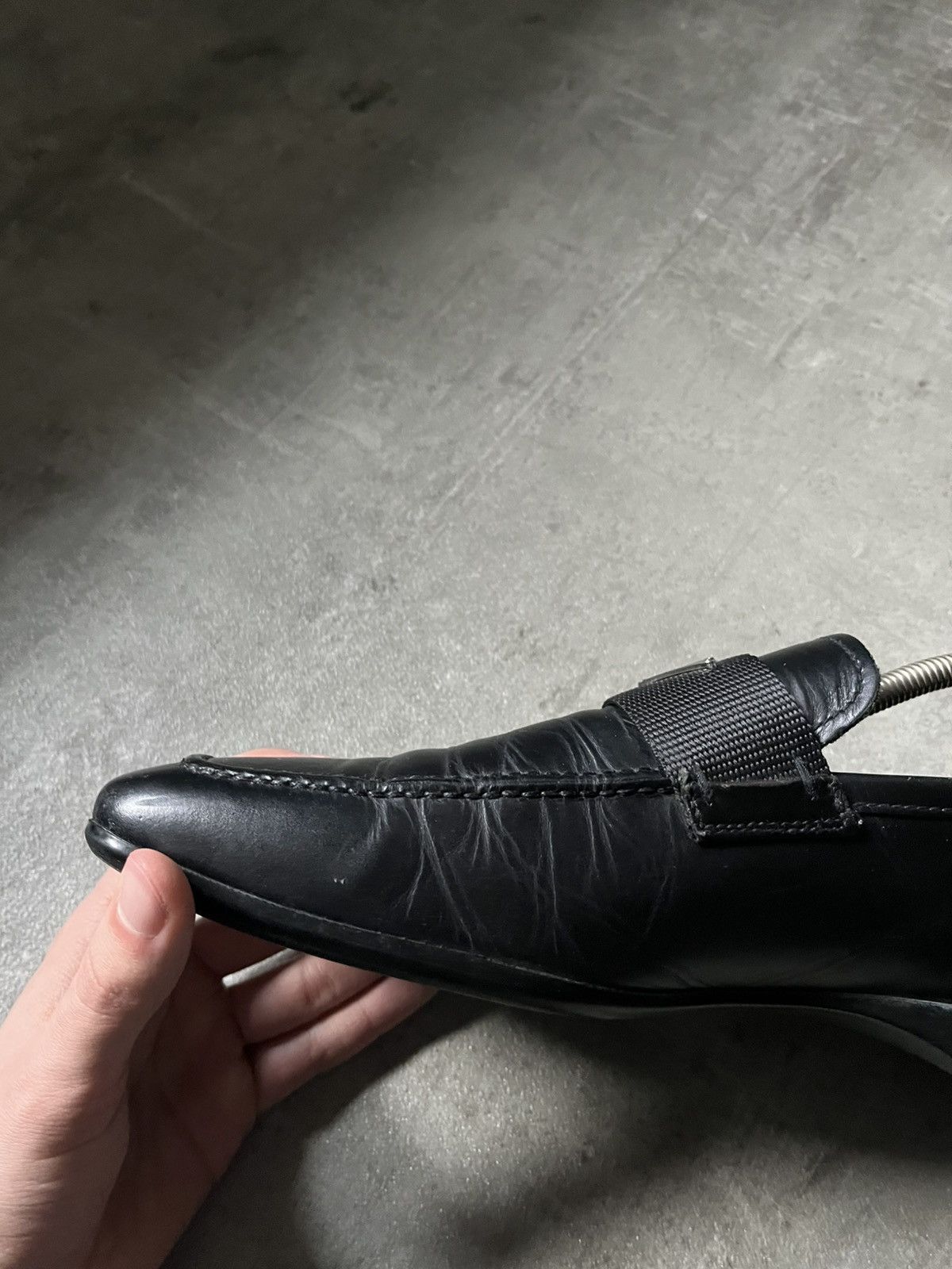 Prada Prada black logo leather loafers rare Size US 10.5 / EU 43-44 - 8 Thumbnail