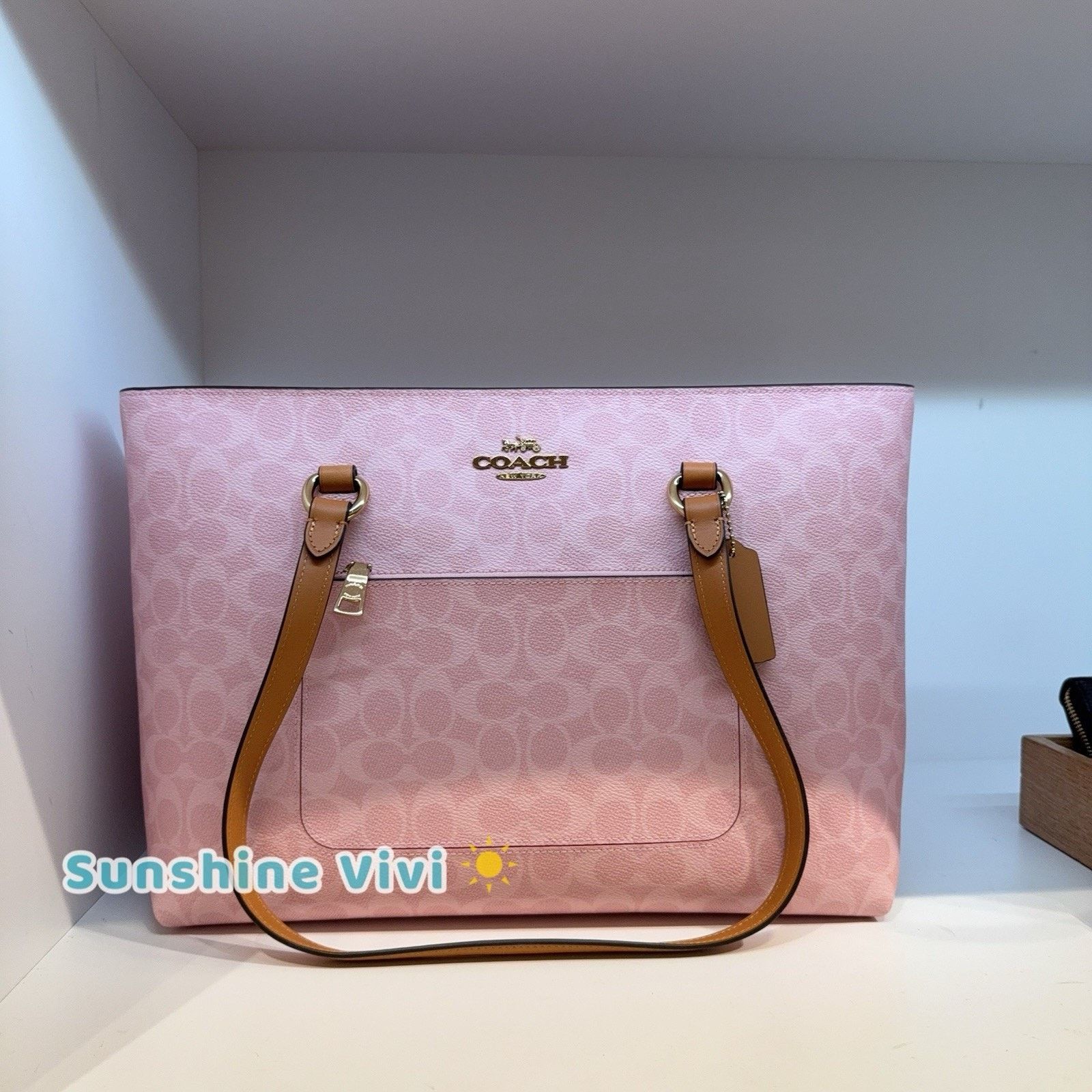 Coach NWT COACH CEA21 Station Tote Bag Leather Gold Powder Pink Size ONE SIZE - 1 Thumbnail