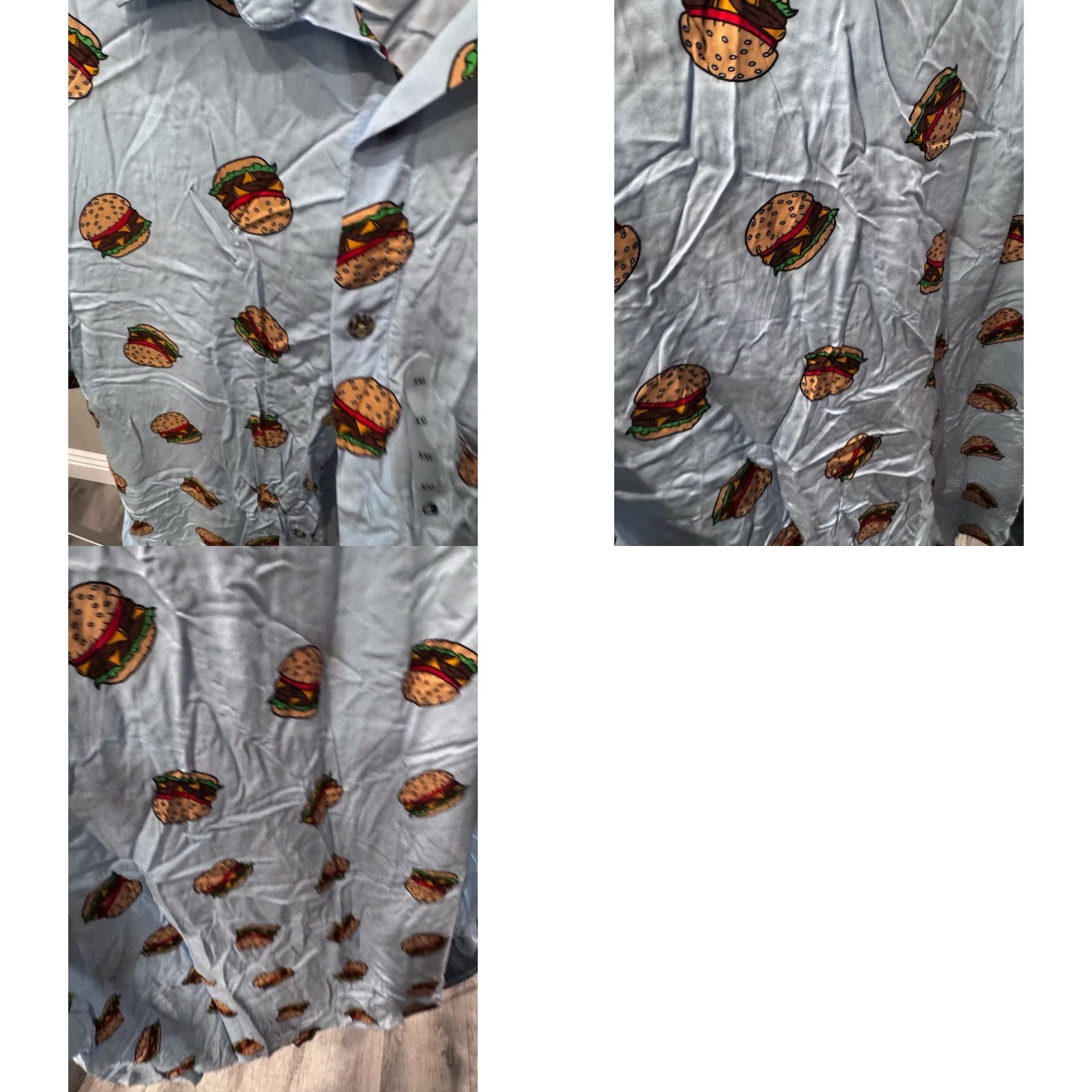 Vintage Visitor Hamburger Print All Over SHORT SLEEVE BUTTON UP SHIRT 2XL XXL Size US XXL / EU 58 / 5 - 8 Thumbnail