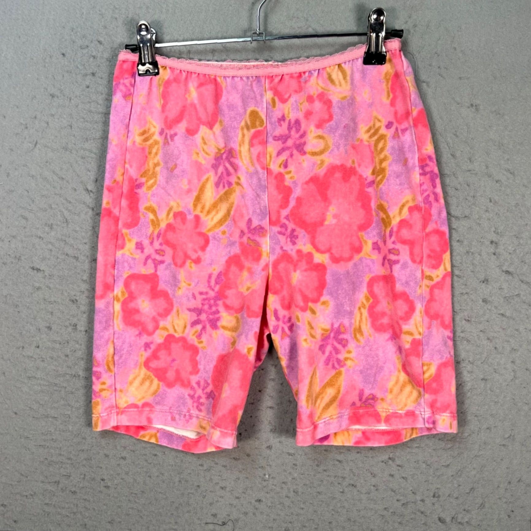 Aeropostale Aeropostale Shorts Biker Pink Floral Cotton Elastane Elastic Waist XS Womens Summer Inseam 6in High Rise Size 26" / US 2 / IT 38 - 2 Thumbnail