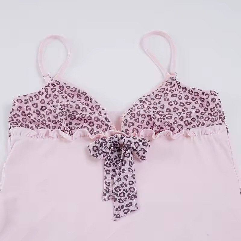 Vintage Y2K Leopard Pink Spliced Vintage Style Straps Top Size S / US 4 / IT 40 - 6 Thumbnail