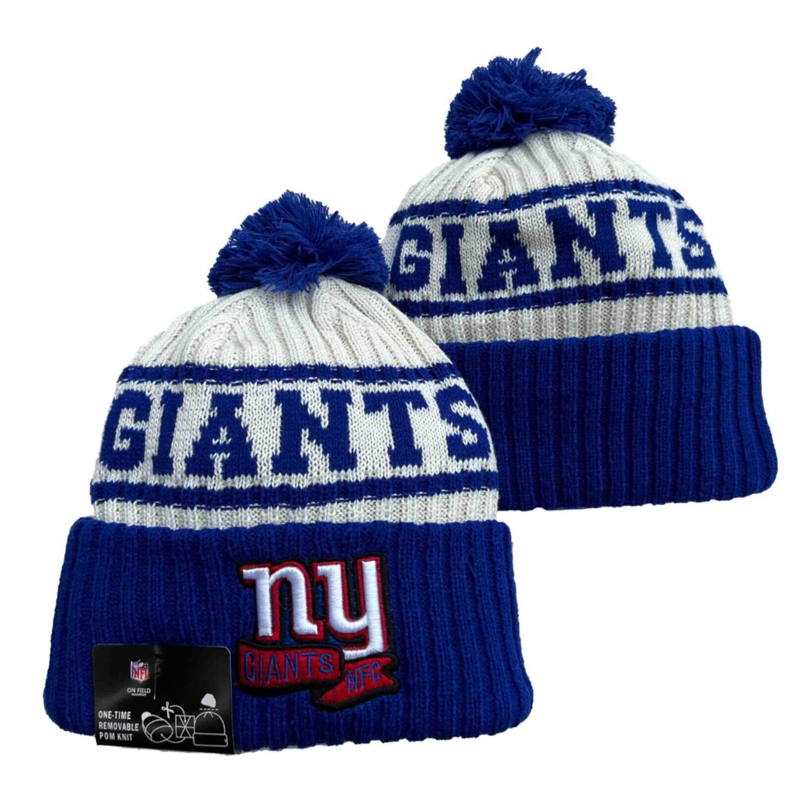 NFL NWT New York Giants Sports Knit Pom Beanie Fleece Lined Size ONE SIZE - 2 Thumbnail
