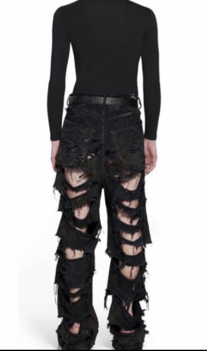 Balenciaga Balenciaga Destroyed Denim Pants 'Flat Black' Size US 34 / EU 50 - 7 Thumbnail