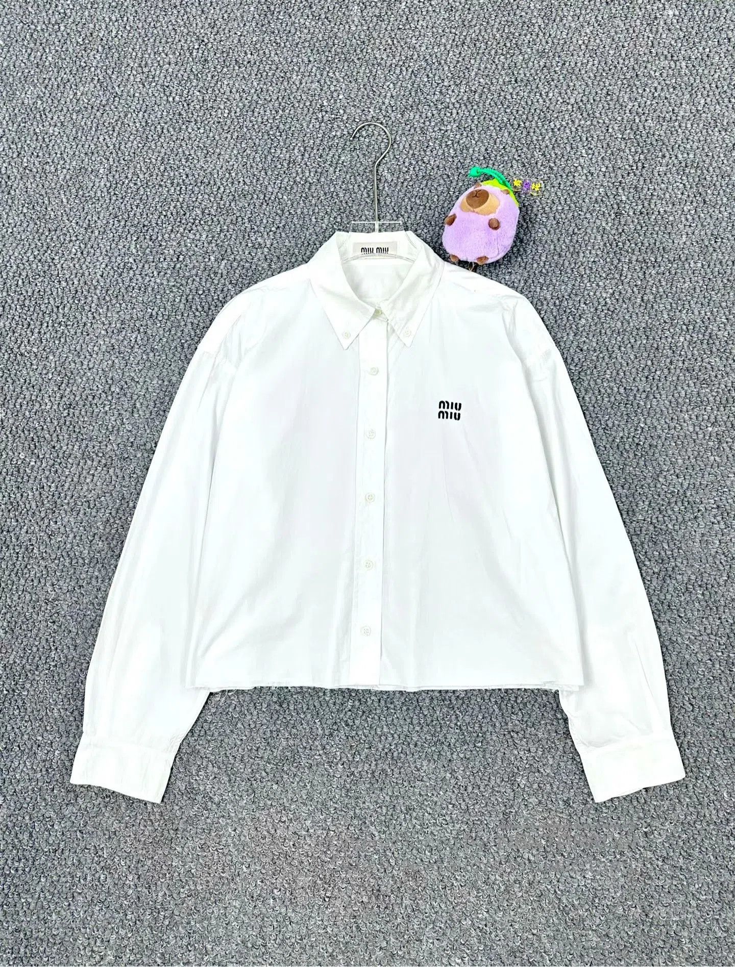 Miu Miu Miu Miu White Embroidery Letter Logo Long Sleeve Shirt| Size XS / US 0-2 / IT 36-38 - 1 Thumbnail