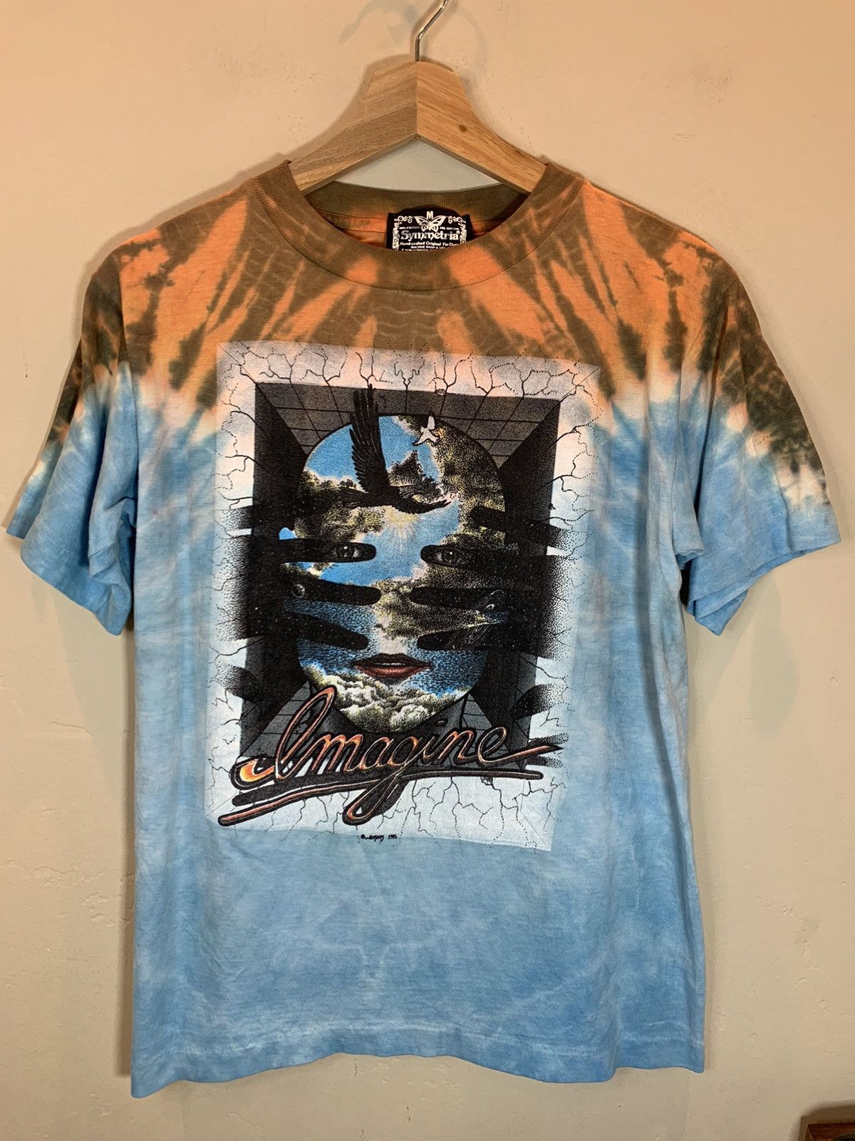 Band Tees × Vintage RARE* Vintage 1986 John Lennon Imagine Symmetria Art T-Shirt Size US M / EU 48-50 / 2 - 1 Thumbnail