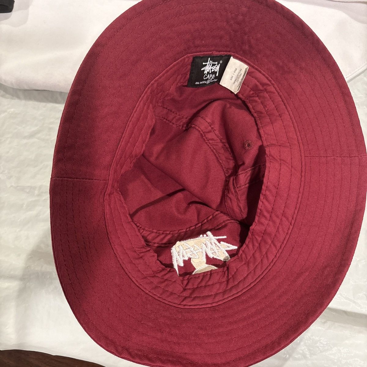 Stussy Vintage Y2K Stussy Capz Bucket Hat Burgundy Unisex S/M Size 40 - 3 Thumbnail