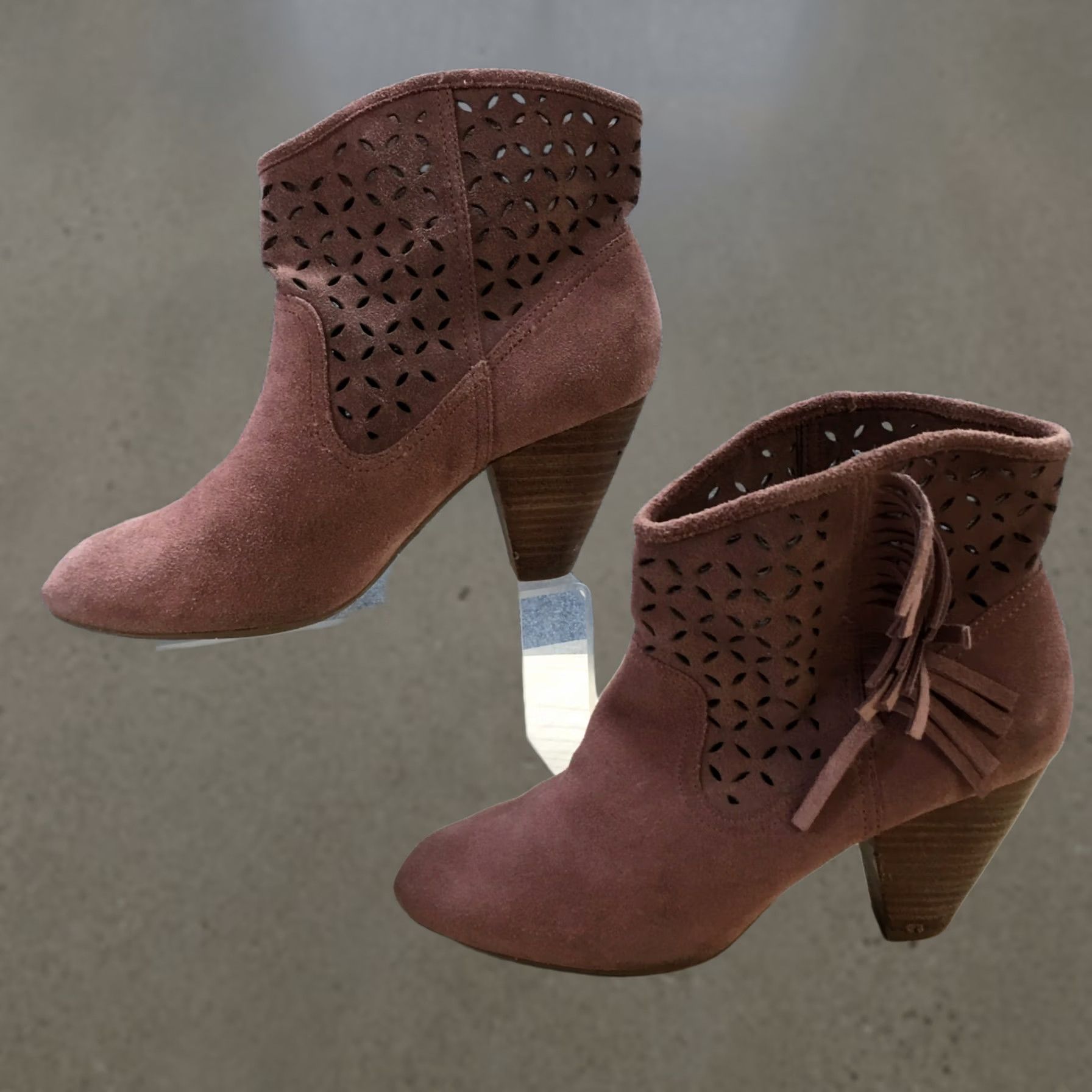 Jessica Simpson Jessica Simpson Boots Women's Fringe Ankle Booties Suede Pink Pull On 8.5M High Heel Size US 9 / IT 39 - 1 Thumbnail