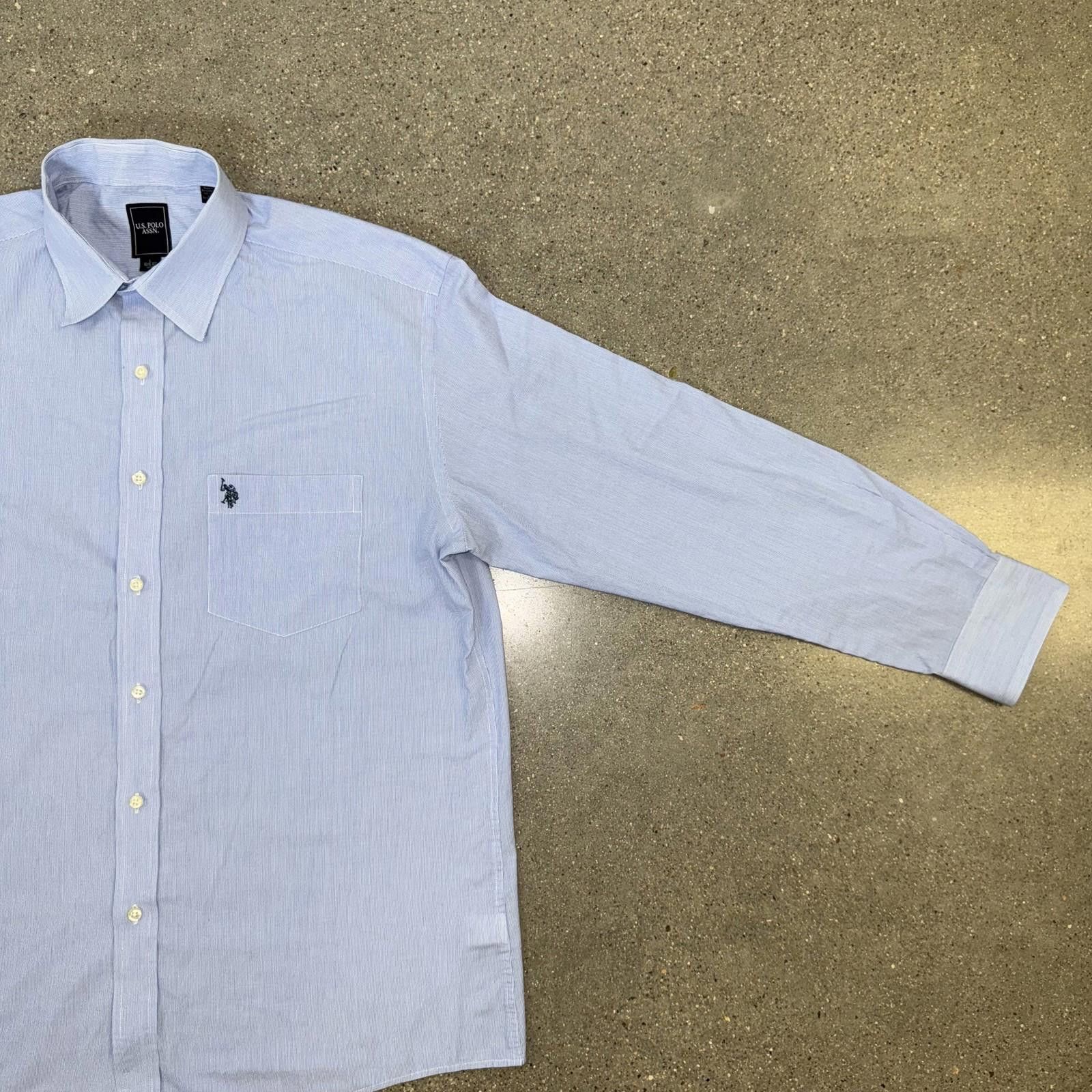 U.S. Polo Assn. US Polo Assn Shirt Mens L Blue Button Down Long Sleeve Logo Size 42R - 2 Thumbnail