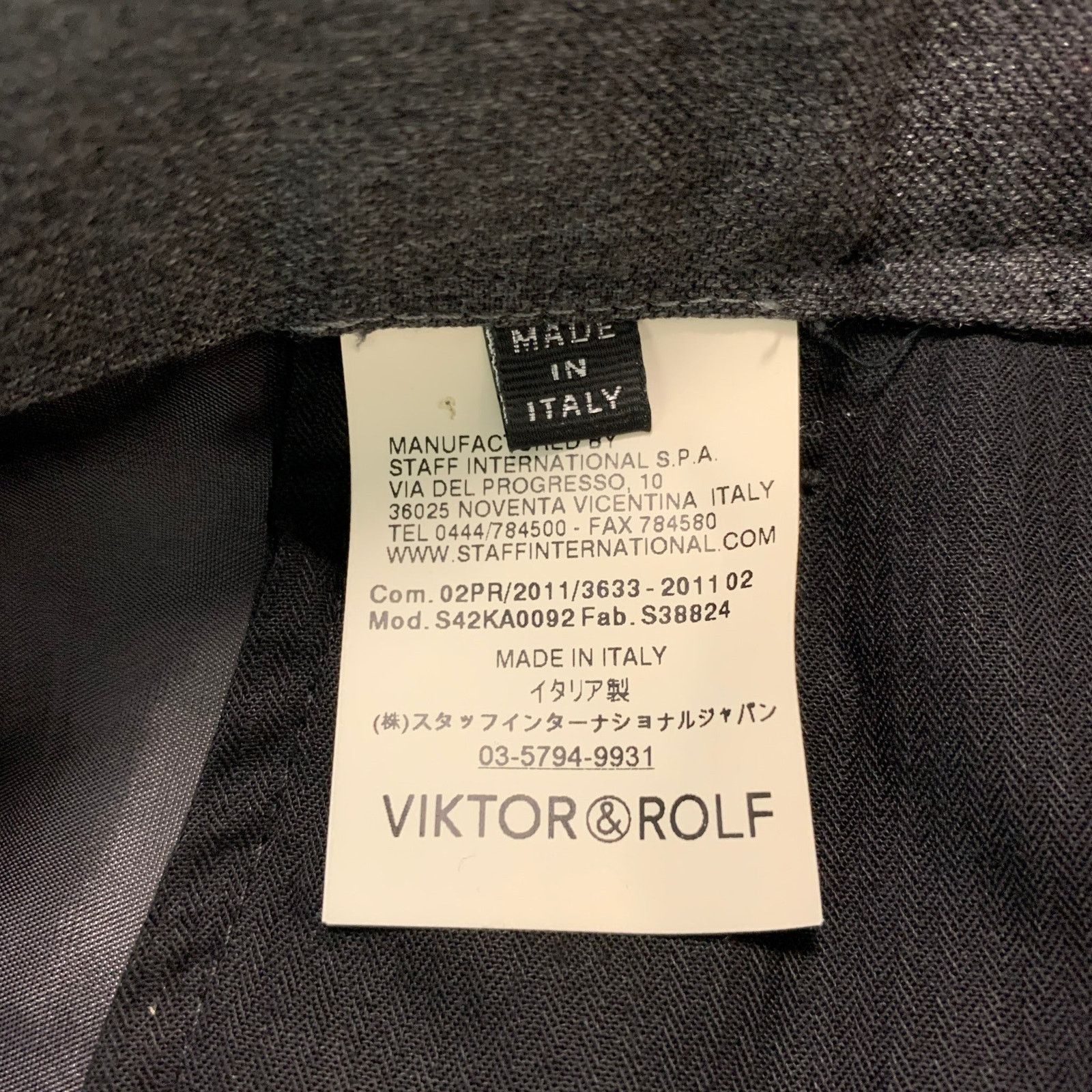 Viktor & Rolf VIKTOR & ROLF Grey Black Solid Wool Zip Fly Dress Pants Size US 38 / EU 54 - 4 Thumbnail