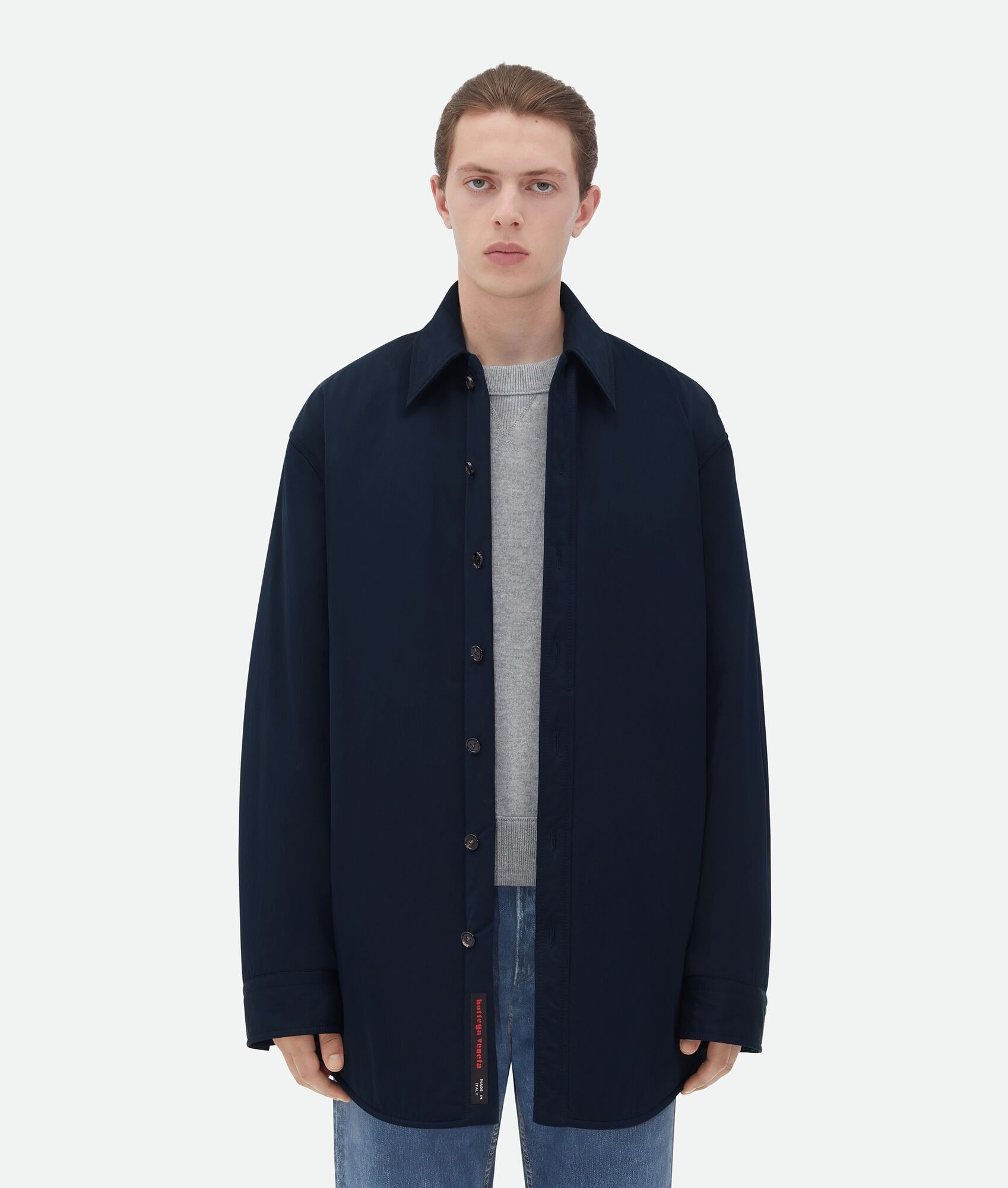 Bottega Veneta o1w1db10825 Frosted Poplin Padded Jacket in Navy Size US M / EU 48-50 / 2 - 1 Thumbnail