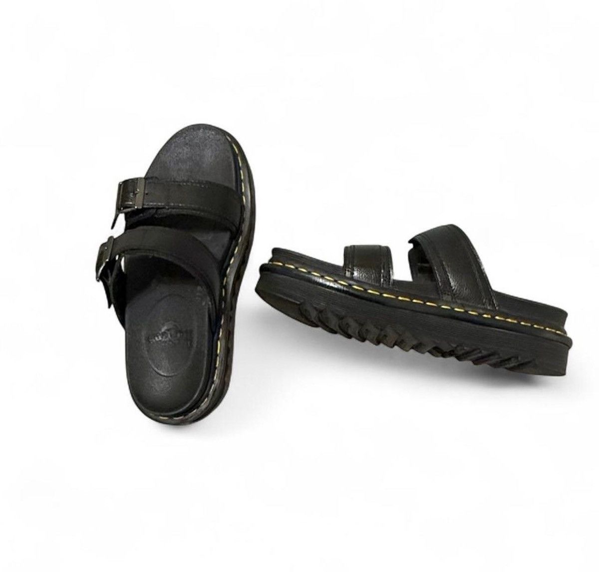 Dr. Martens Dr. Martens Platform Sandals | Black Leather Buckle Slides Size US 8 / IT 38 - 3 Thumbnail