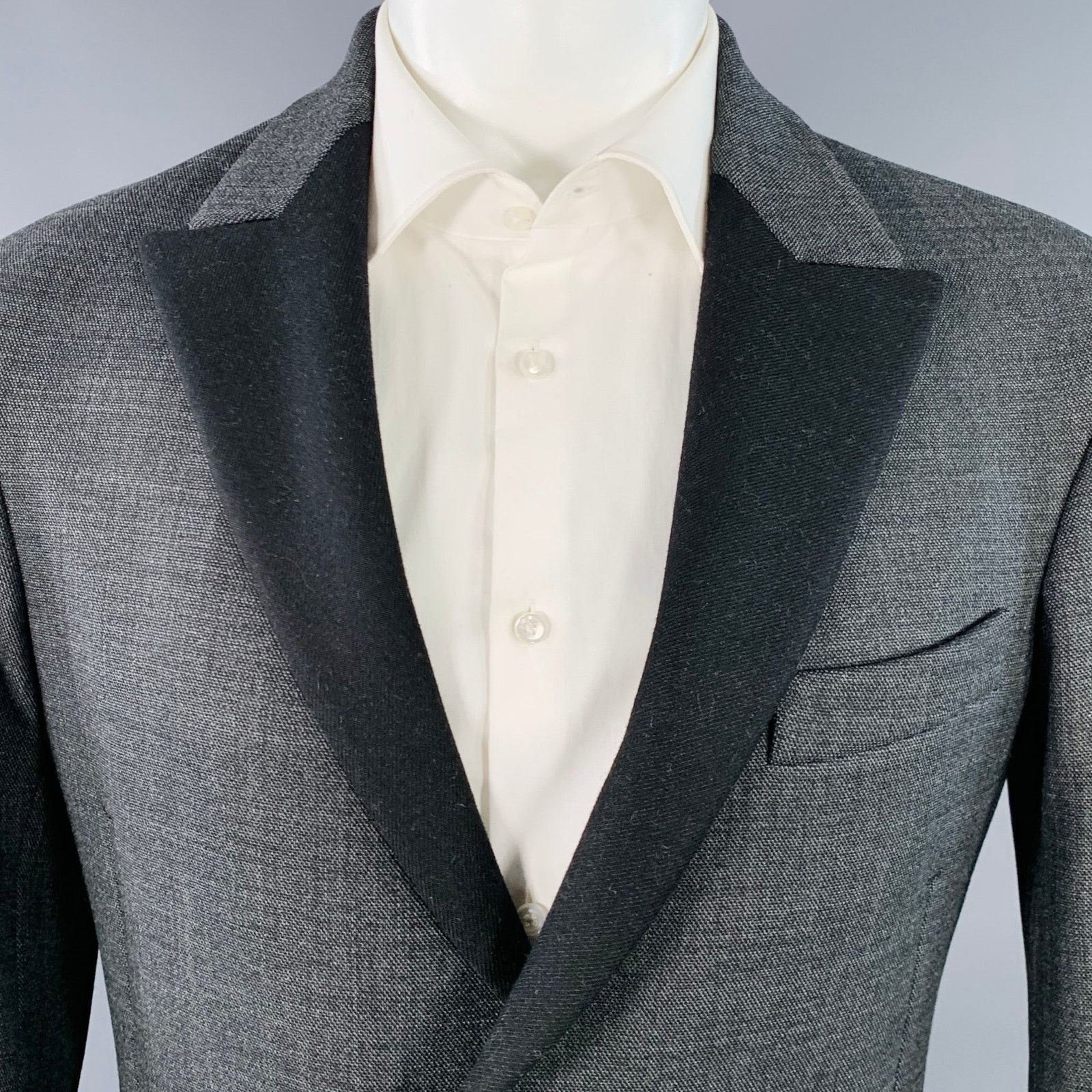 Dirk Bikkembergs Size 36 Grey Black Polyester Wool Peak Lapel Sport Coat Size 36R - 2 Thumbnail