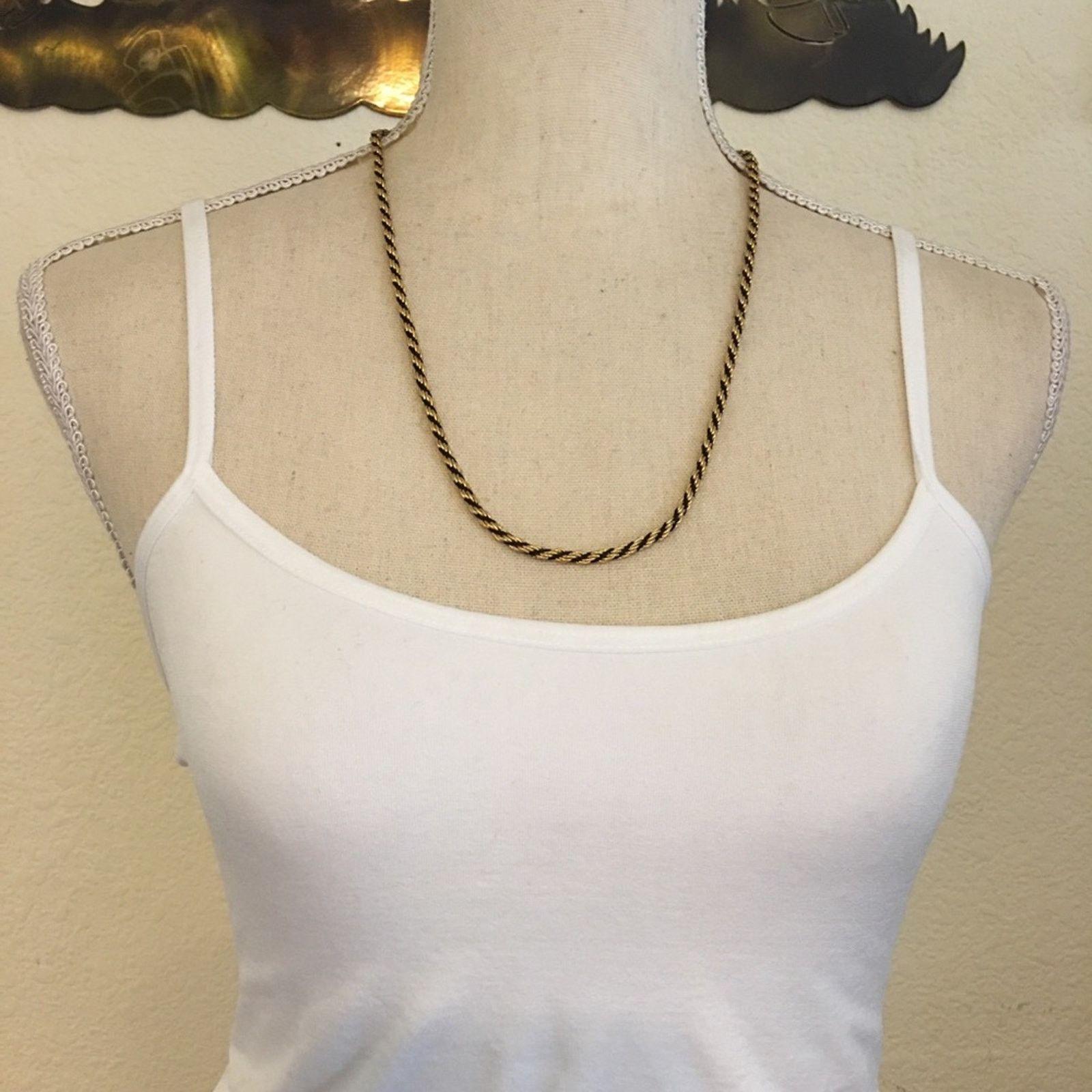 Jewelry Gold tone black ribbon twisted rope chain set Size ONE SIZE - 3 Thumbnail
