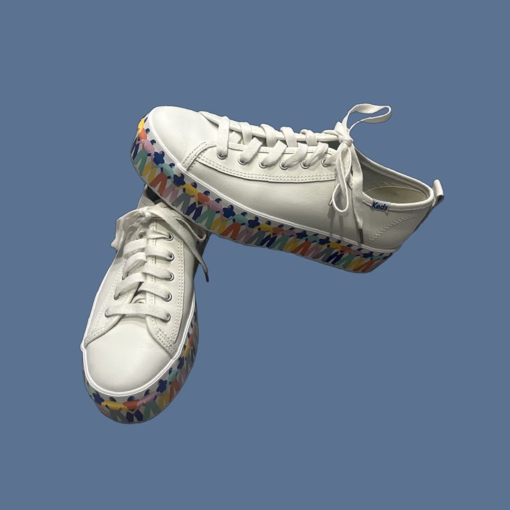 Keds Keds Triple Up Leather Rainbow Platform Sneakers WH65551 7.5 Womens Shoes White Rainbow Platform Sneakers Size US 8 / IT 38 - 1 Thumbnail