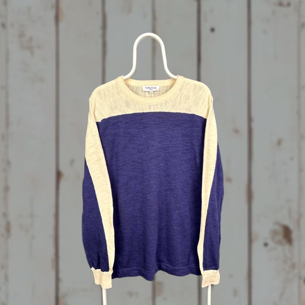 Vintage You Must Create Sweater Mens M Blue & Beige Size Cotton Long Sleeve Crew Neck Size US M / EU 48-50 / 2 - 1 Thumbnail