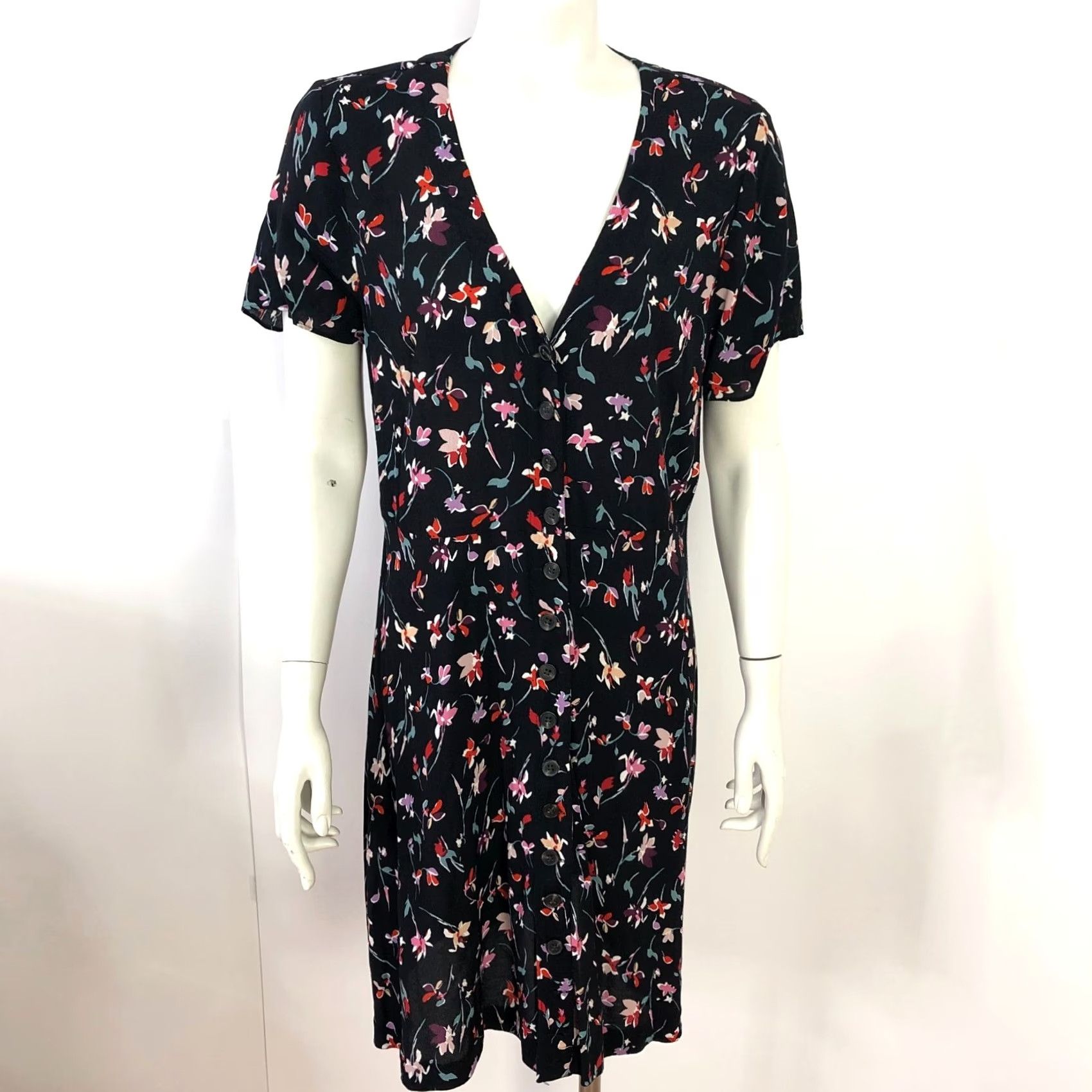Madewell Madewell 10 A-Line Button Front Mini Dress Women's AL275 Black Size L / US 10 / IT 46 - 2 Thumbnail