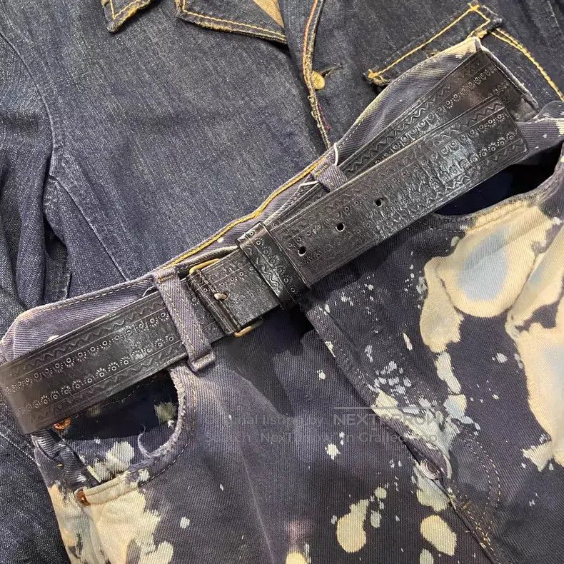 Dries Van Noten Dries Van Noten Mexican black cowhide belt with carved pat Size ONE SIZE - 1 Thumbnail