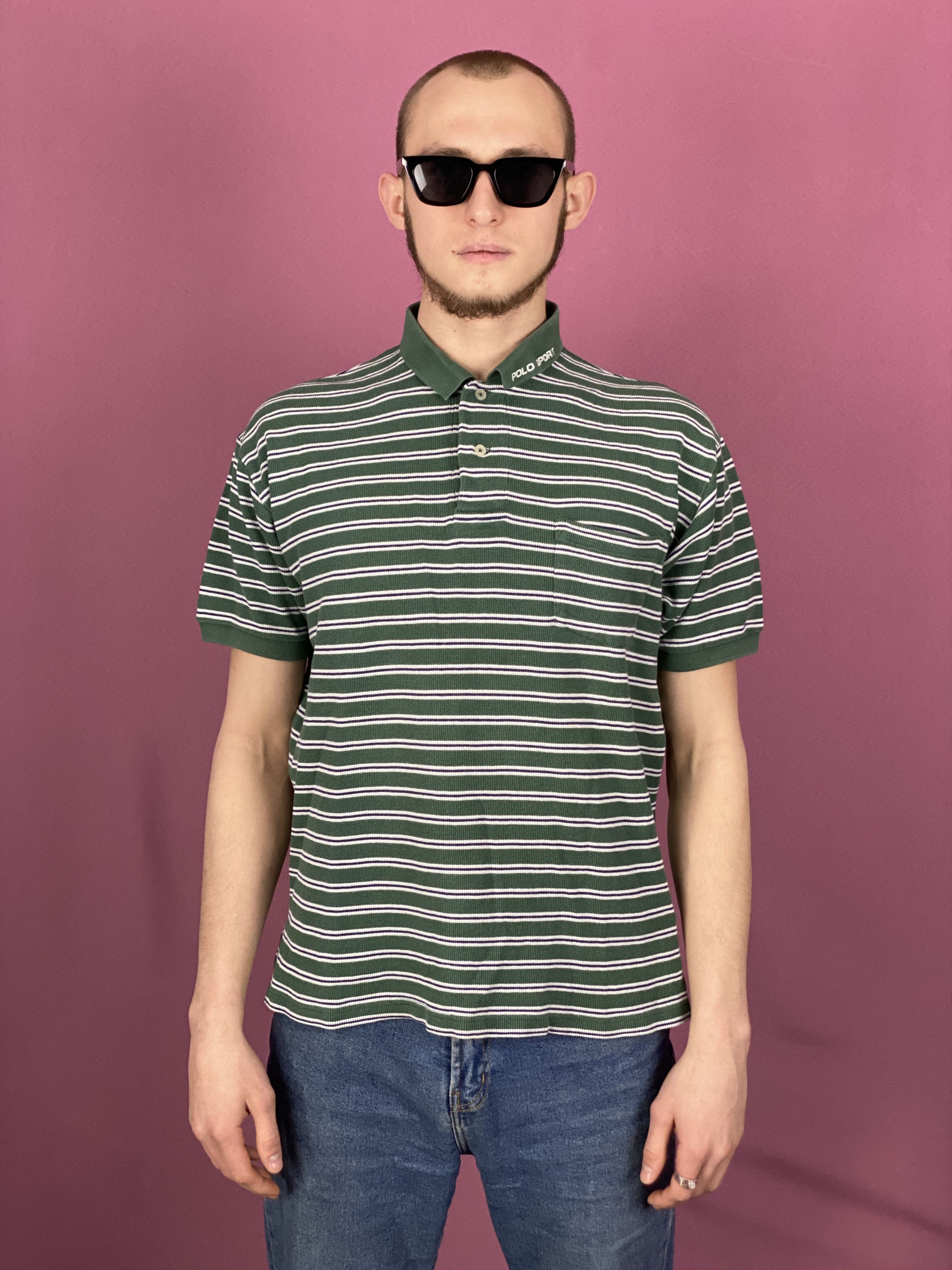 Polo Ralph Lauren × Ralph Lauren Sport × Vintage 90s Polo Sport Vintage Men's Striped Polo Shirt - L Size US L / EU 52-54 / 3 - 1 Thumbnail