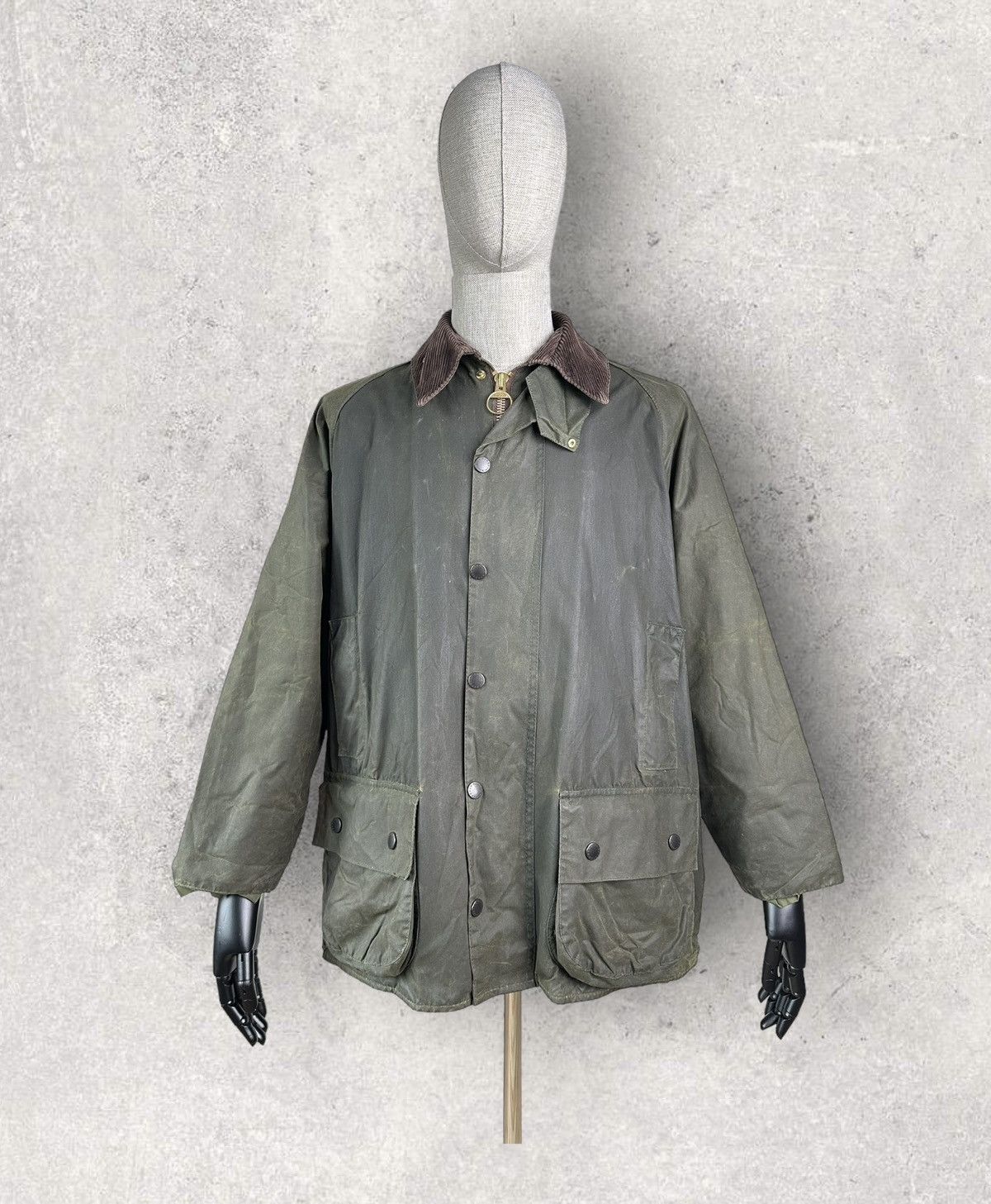 image of Vintage Barbour A150 Beaufort Olive Wax Jacket, Men's (Size Large)
