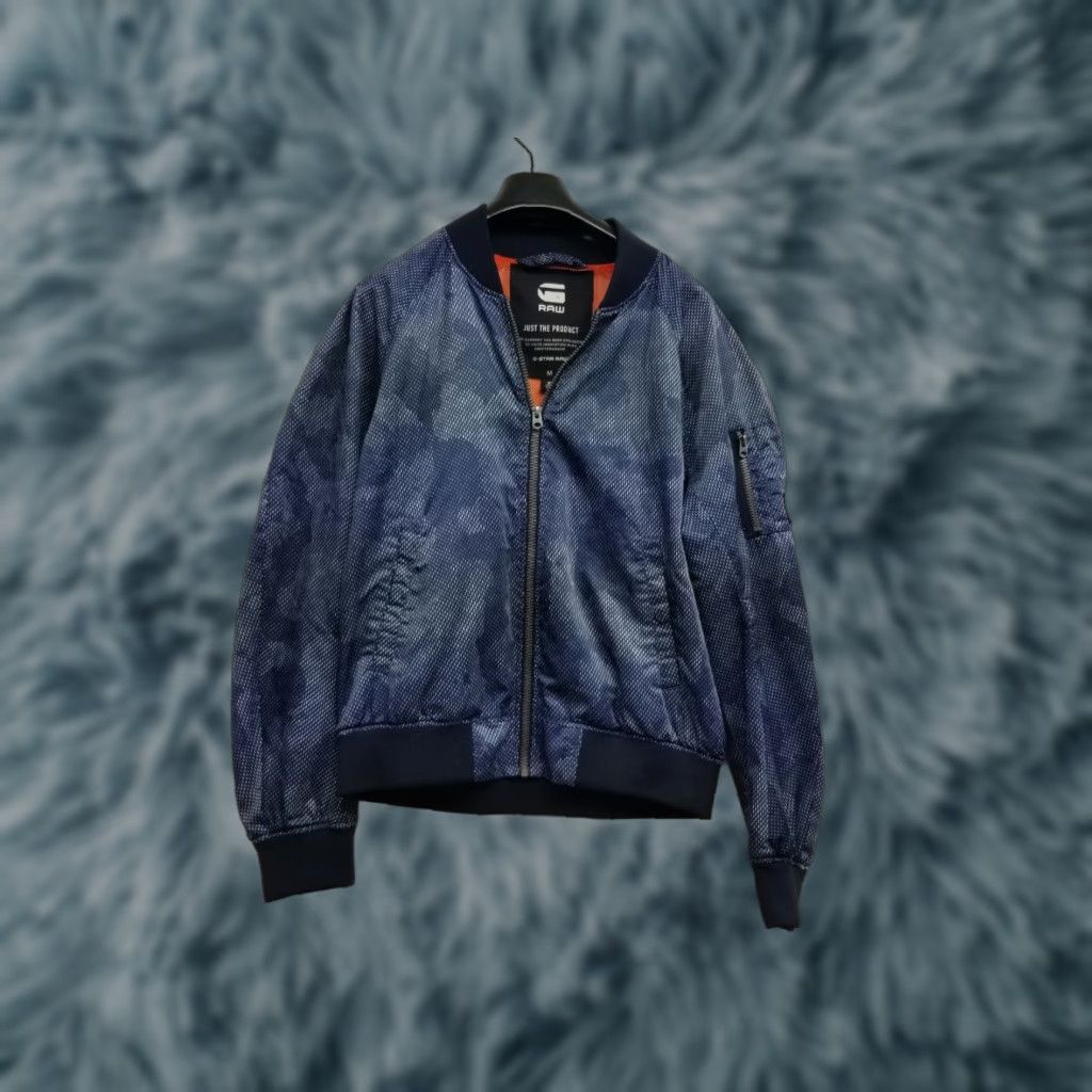 G-Star G-Star Raw Jacket Zip Up Slim Regular Men Medium Blue Orange Camouflage All Seasons Full Zip Collared Stars Overshirt Vintage No Size US M / EU 48-50 / 2 - 1 Thumbnail