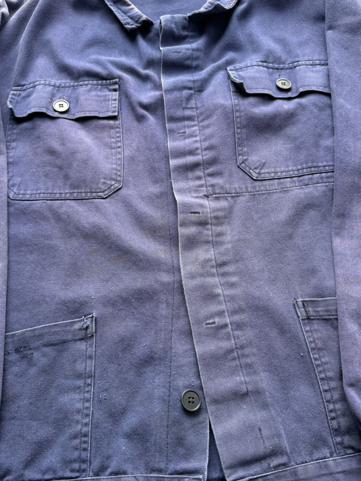Le Laboureur Vintage 80s French Faded Trashed Snafor Chore Work Jacket Size US XL / EU 56 / 4 - 9 Thumbnail