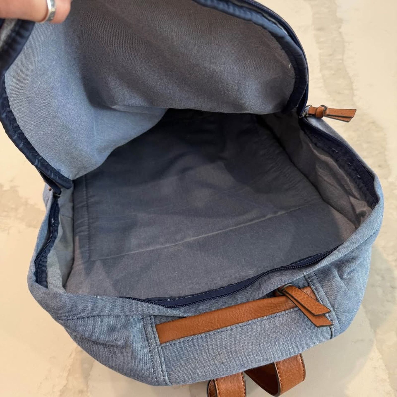 Aldo Aldo Denim Chambray Backpack Adjustable Strap Laptop Pocket Size ONE SIZE - 6 Thumbnail
