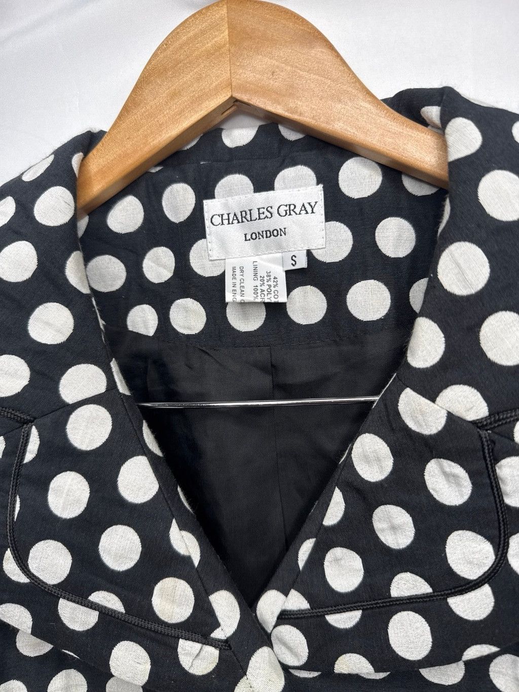 The Unbranded Brand Charles Gray London VINTAGE polka dot black white jacket Sm Size S / US 4 / IT 40 - 4 Thumbnail