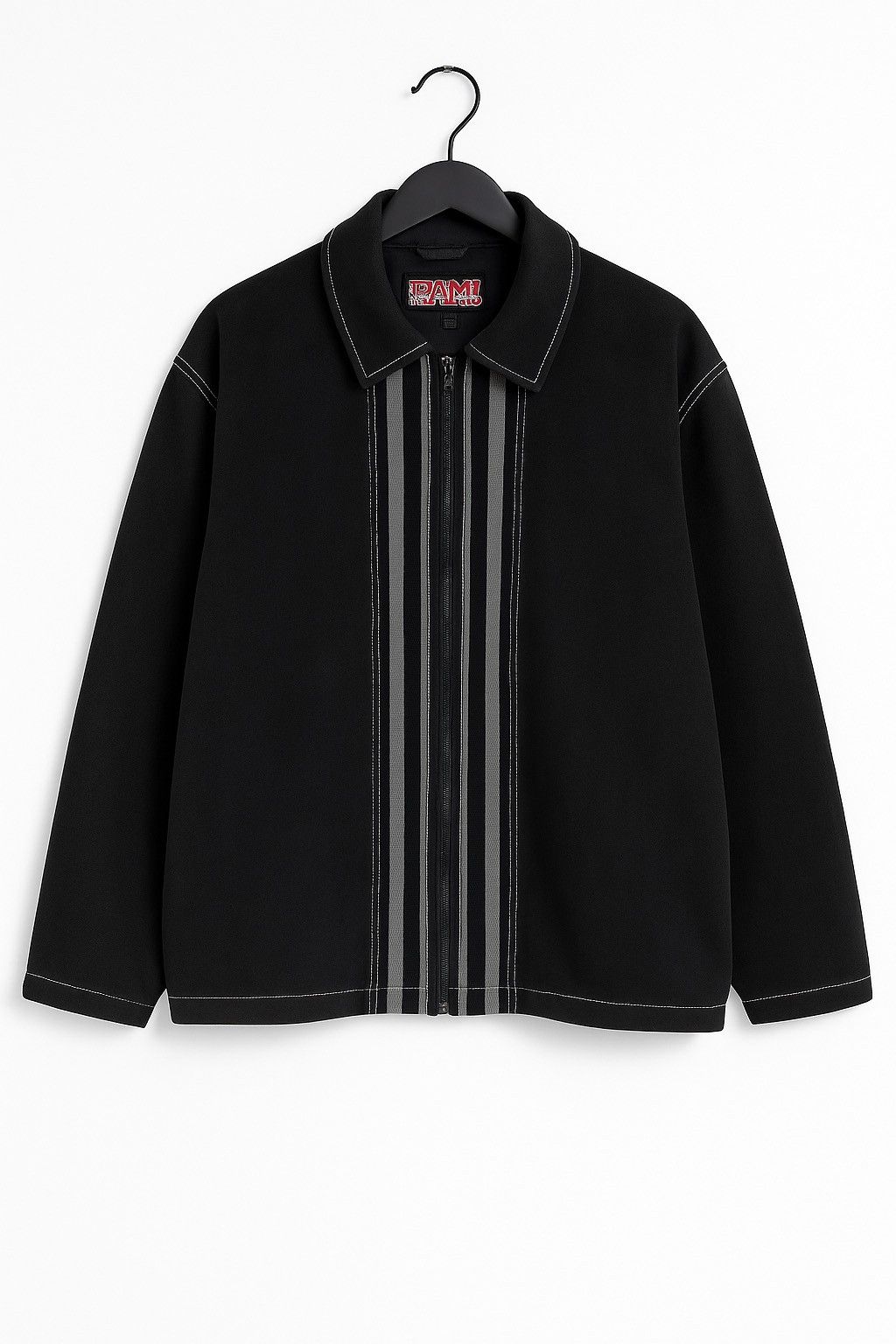 Japanese Brand Vintage 90s Jami Island Black Work Jacket Striped Zip Detail Size US L / EU 52-54 / 3 - 1 Thumbnail