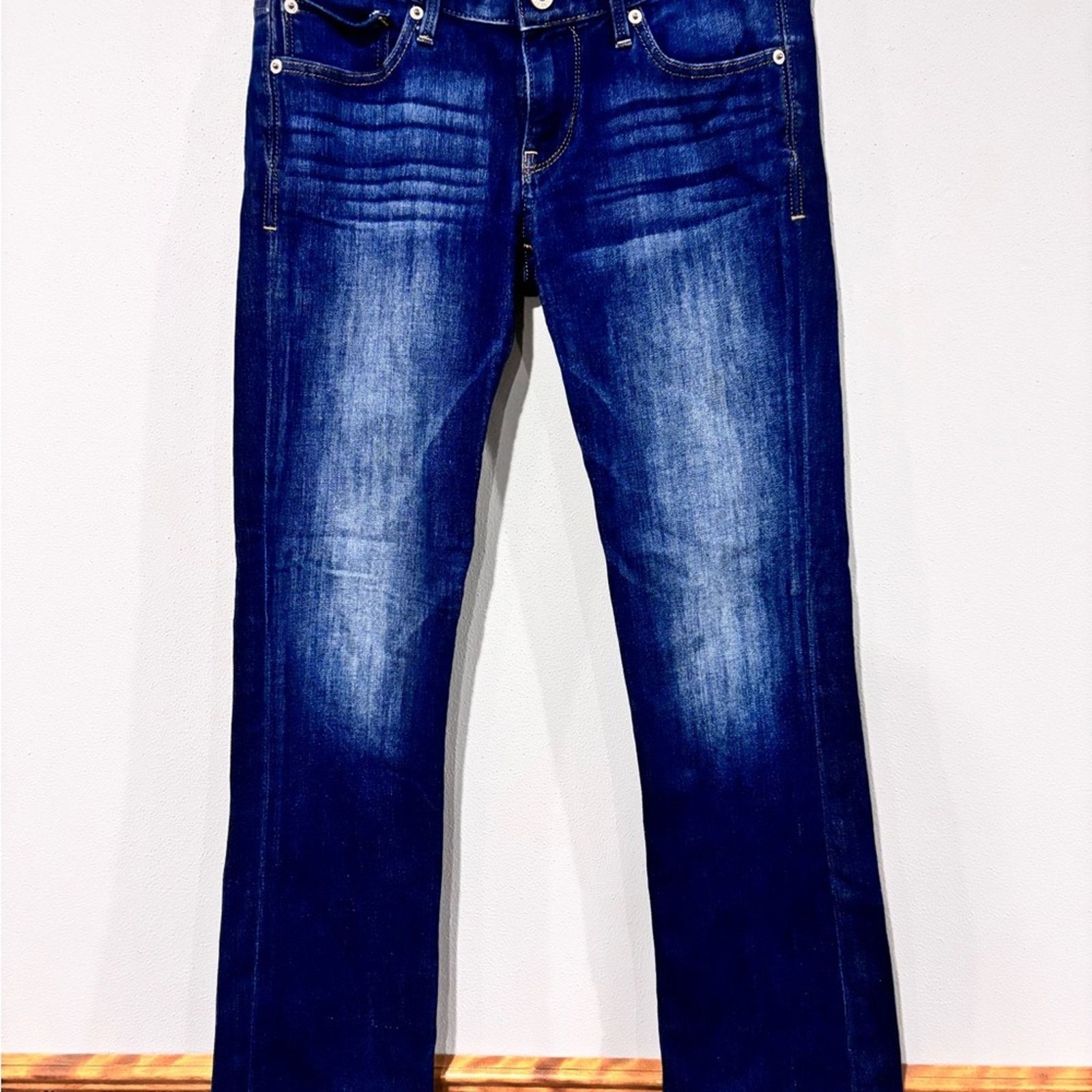 Express Express Dark Indigo Straight Low Rise Bootcut Jeans Size 4R Size 27" / US 4 / IT 40 - 7 Thumbnail