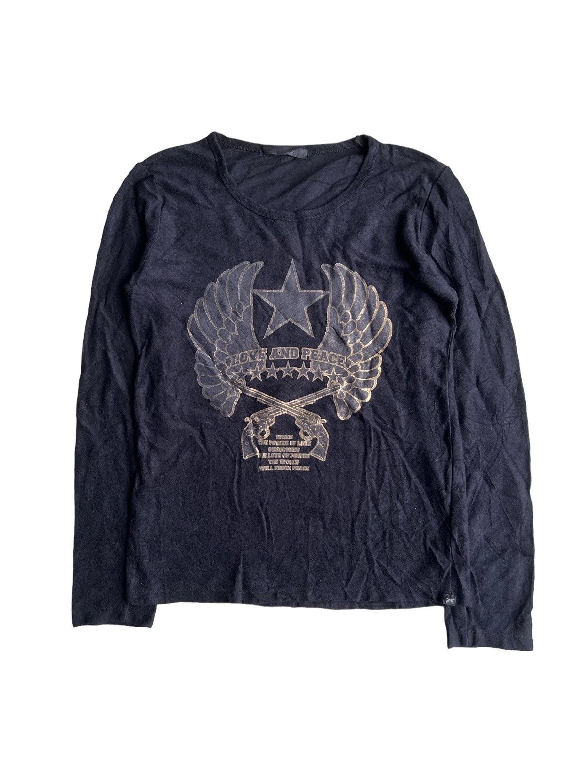 Roar Roar Guns 🇯🇵 "Love & Peace" Black Goth Mastermind Shirt Size US M / EU 48-50 / 2 - 2 Thumbnail